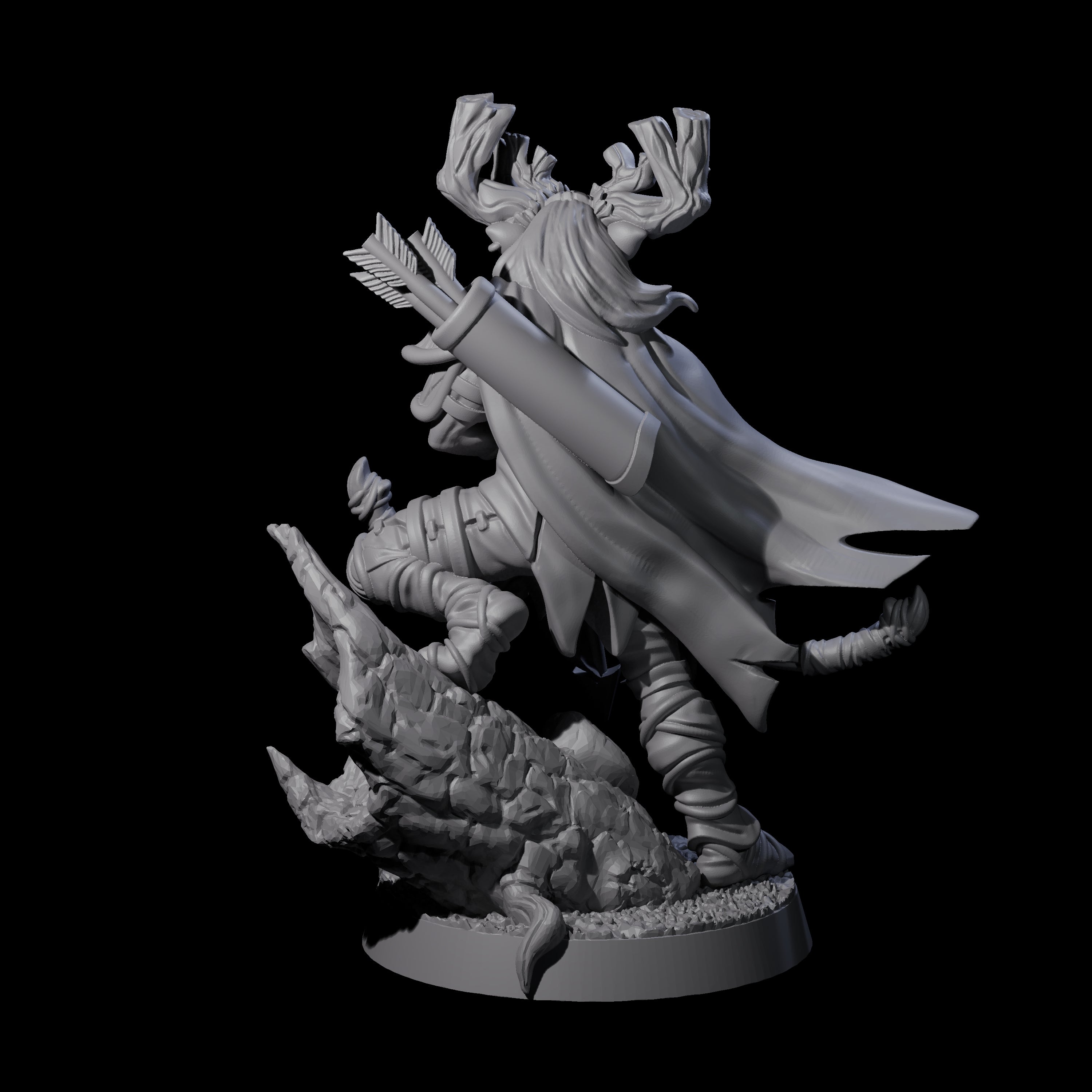 Preparing to Fire Wood Elf with Mask Miniature for Dungeons and Dragons, Pathfinder or other TTRPGs