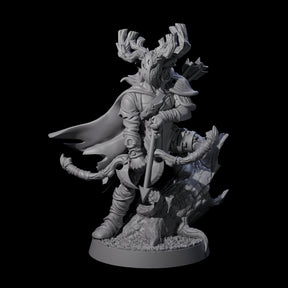 Preparing to Fire Wood Elf with Mask Miniature for Dungeons and Dragons, Pathfinder or other TTRPGs
