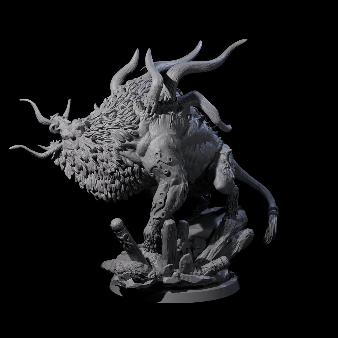 Primal Forest Beast of the Green Wastes B Miniature for Dungeons and Dragons, Pathfinder or other TTRPGs