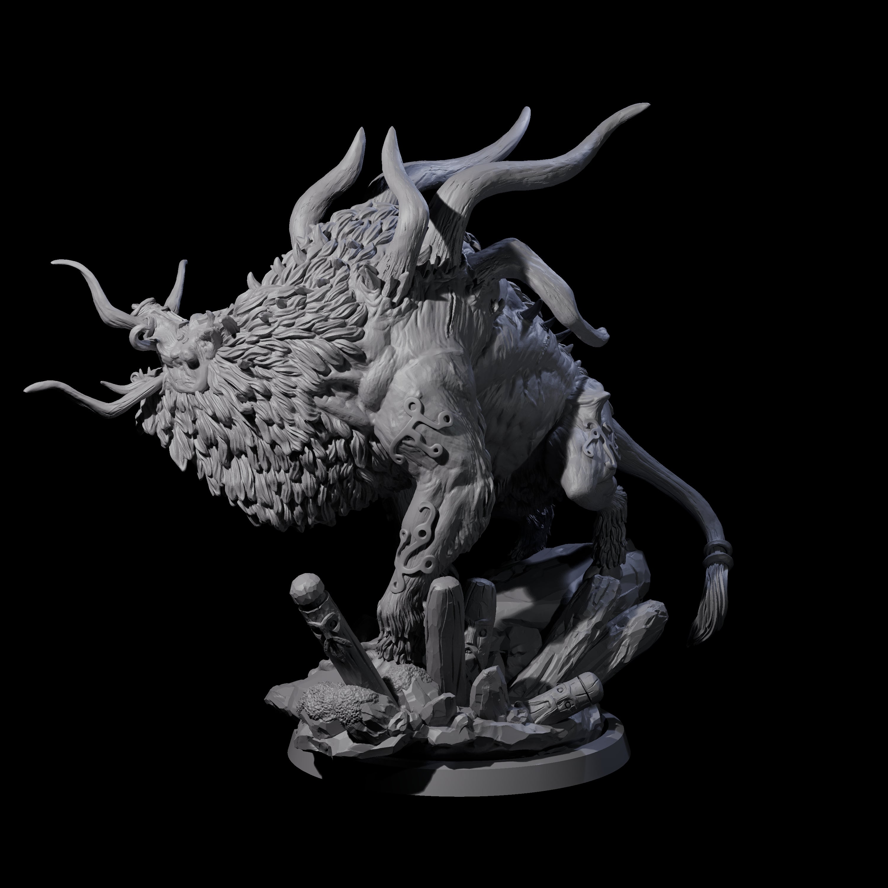 Primal Forest Beast of the Green Wastes B Miniature for Dungeons and Dragons, Pathfinder or other TTRPGs