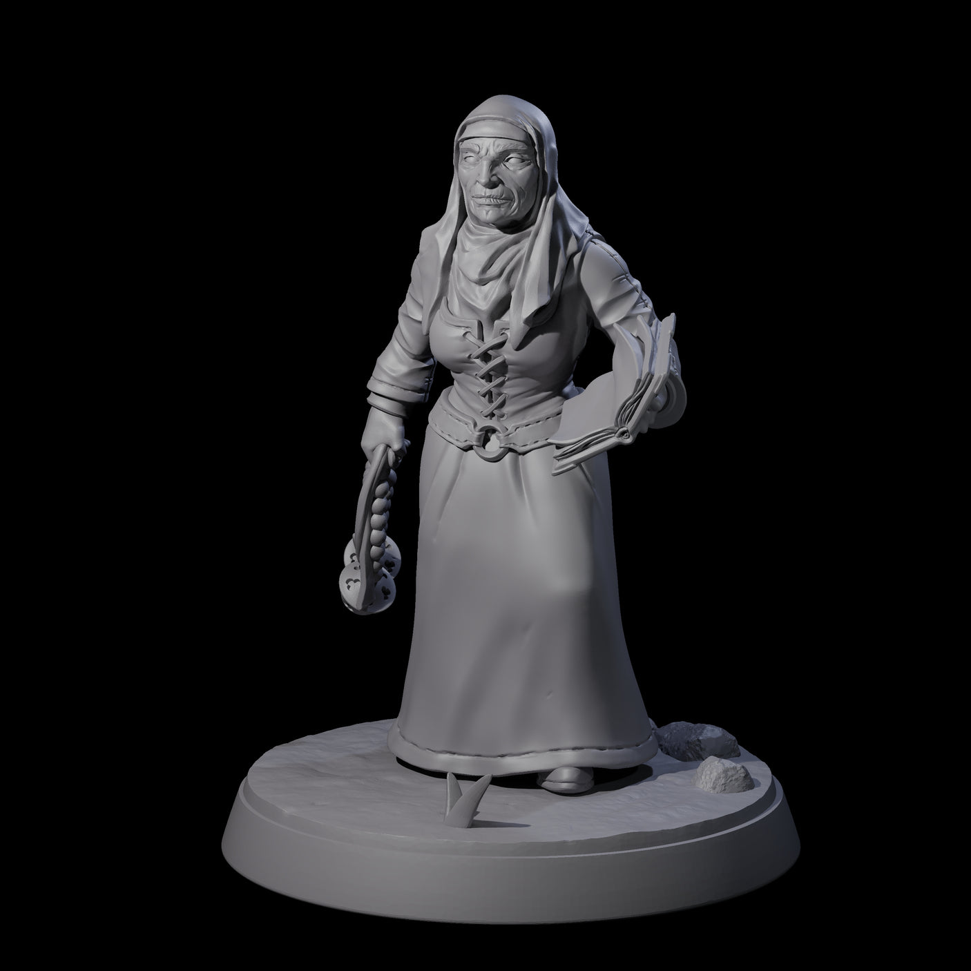 Proselytising Nun Miniature for Dungeons and Dragons, Pathfinder or other TTRPGs