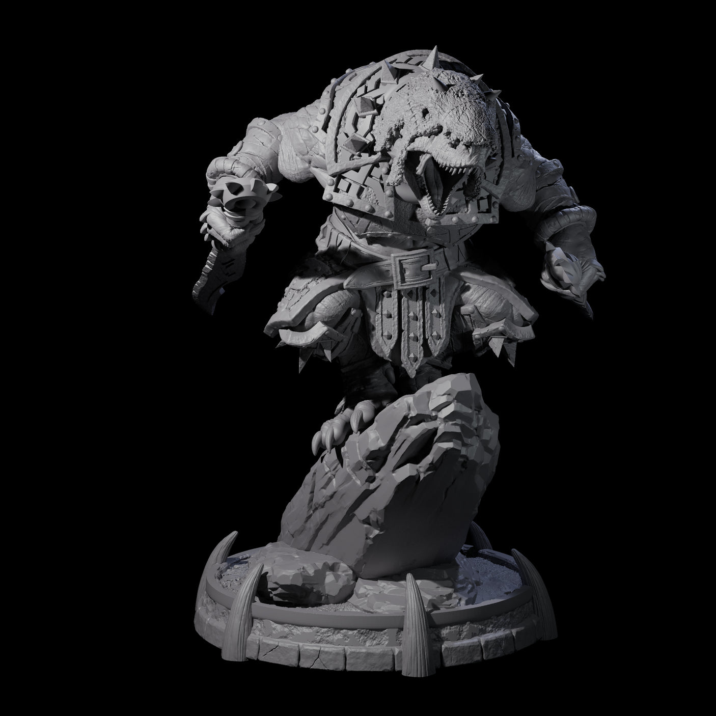 Protective Saurian Warrior A Miniature for Dungeons and Dragons, Pathfinder or other TTRPGs