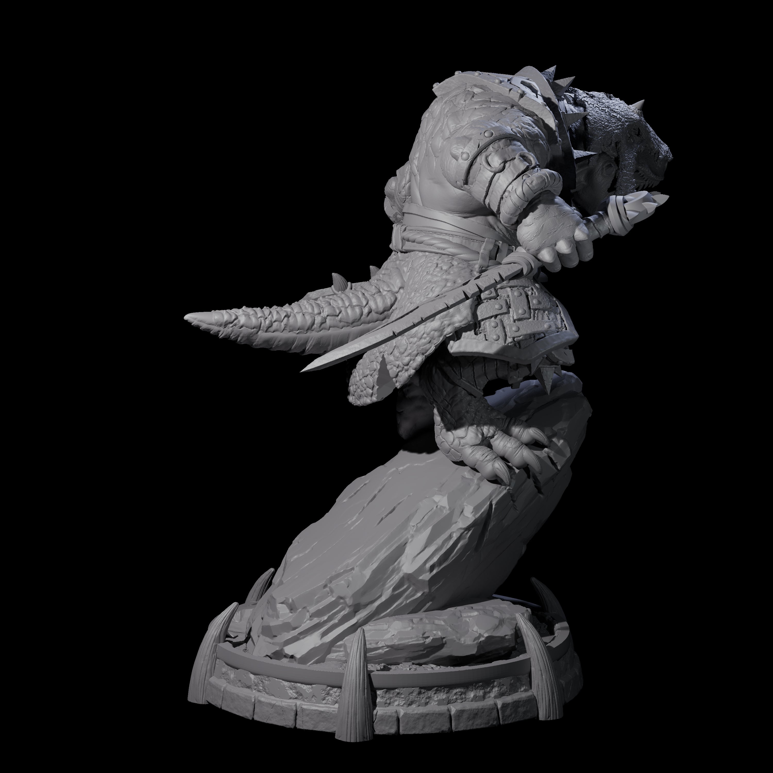 Protective Saurian Warrior A Miniature for Dungeons and Dragons, Pathfinder or other TTRPGs