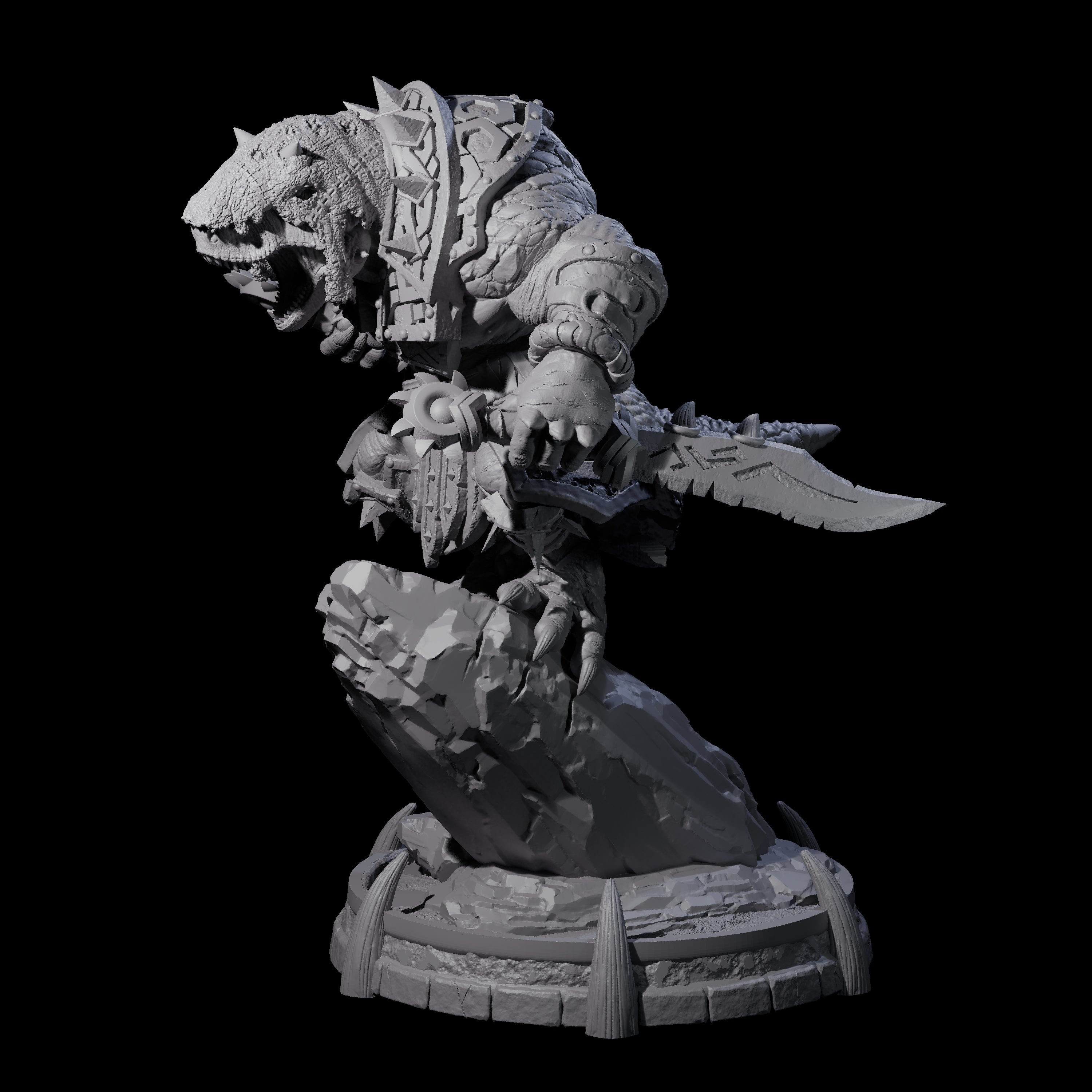 Protective Saurian Warrior A Miniature for Dungeons and Dragons, Pathfinder or other TTRPGs