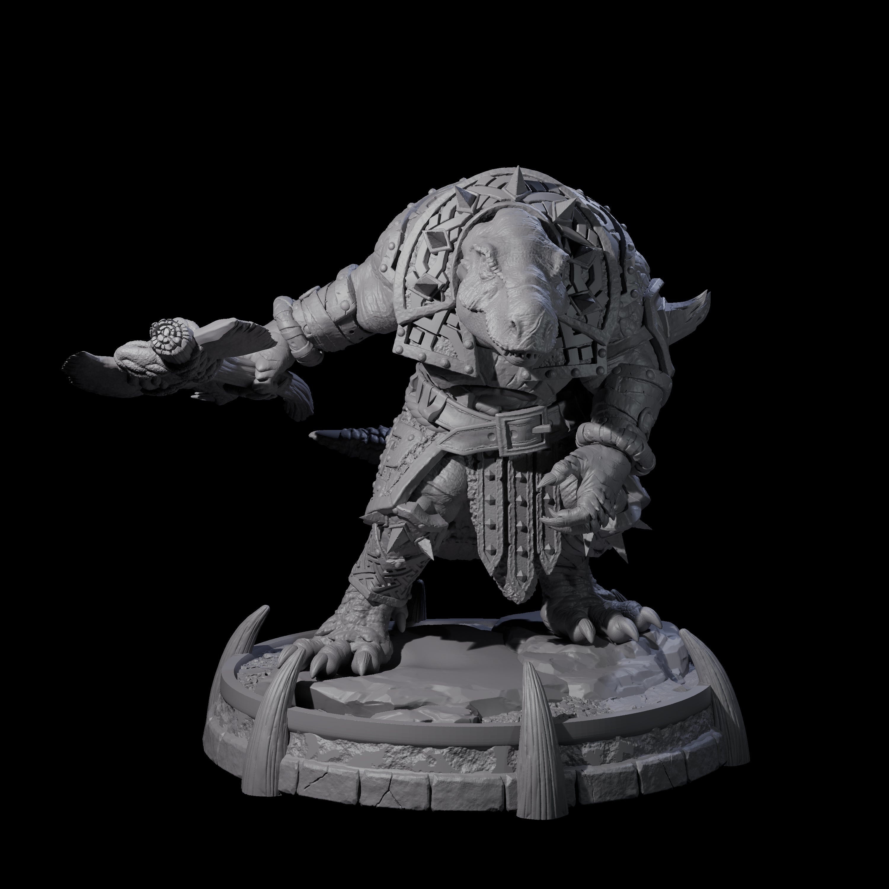 Protective Saurian Warrior B Miniature for Dungeons and Dragons, Pathfinder or other TTRPGs