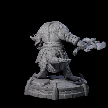 Protective Saurian Warrior B Miniature for Dungeons and Dragons, Pathfinder or other TTRPGs