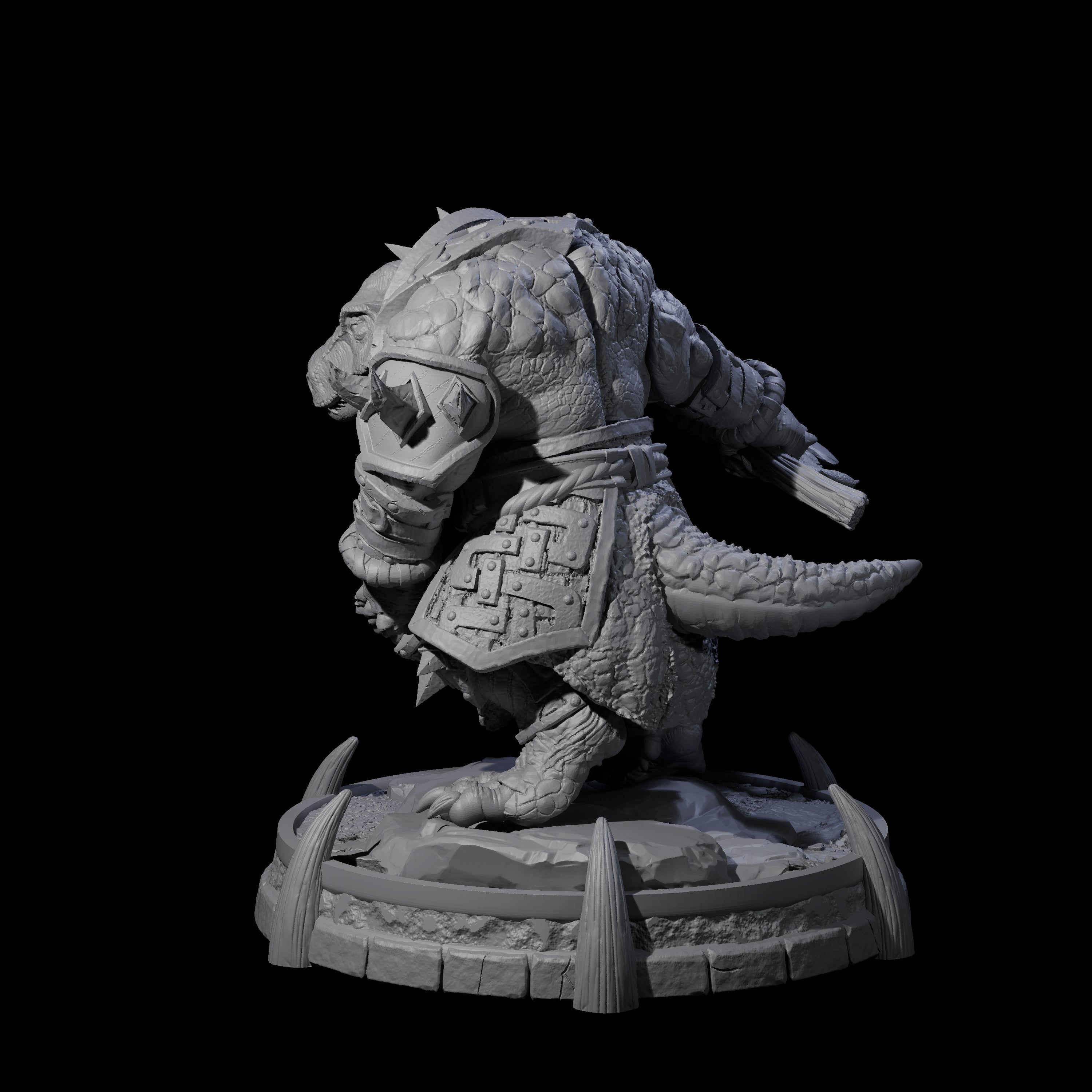 Protective Saurian Warrior B Miniature for Dungeons and Dragons, Pathfinder or other TTRPGs