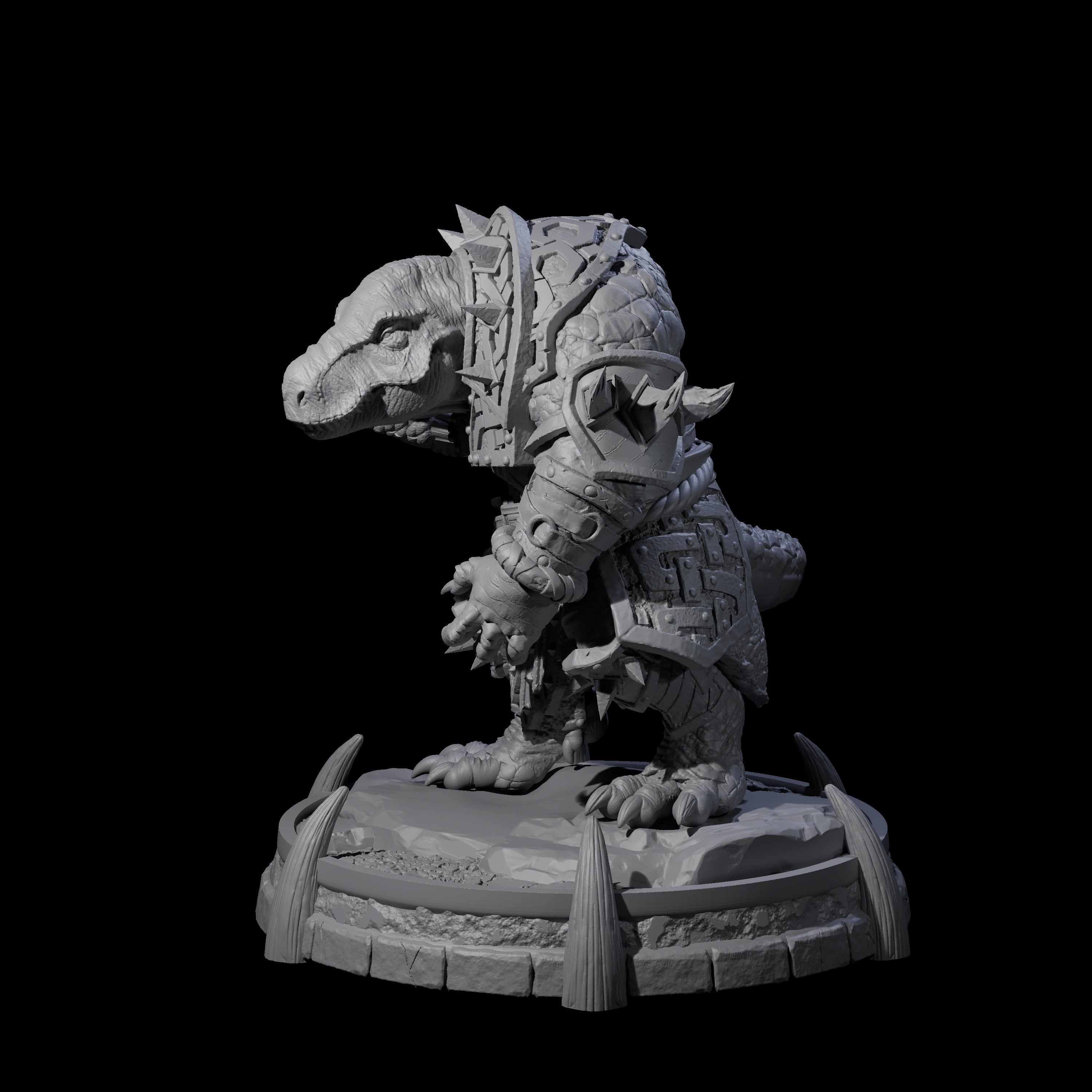 Protective Saurian Warrior B Miniature for Dungeons and Dragons, Pathfinder or other TTRPGs