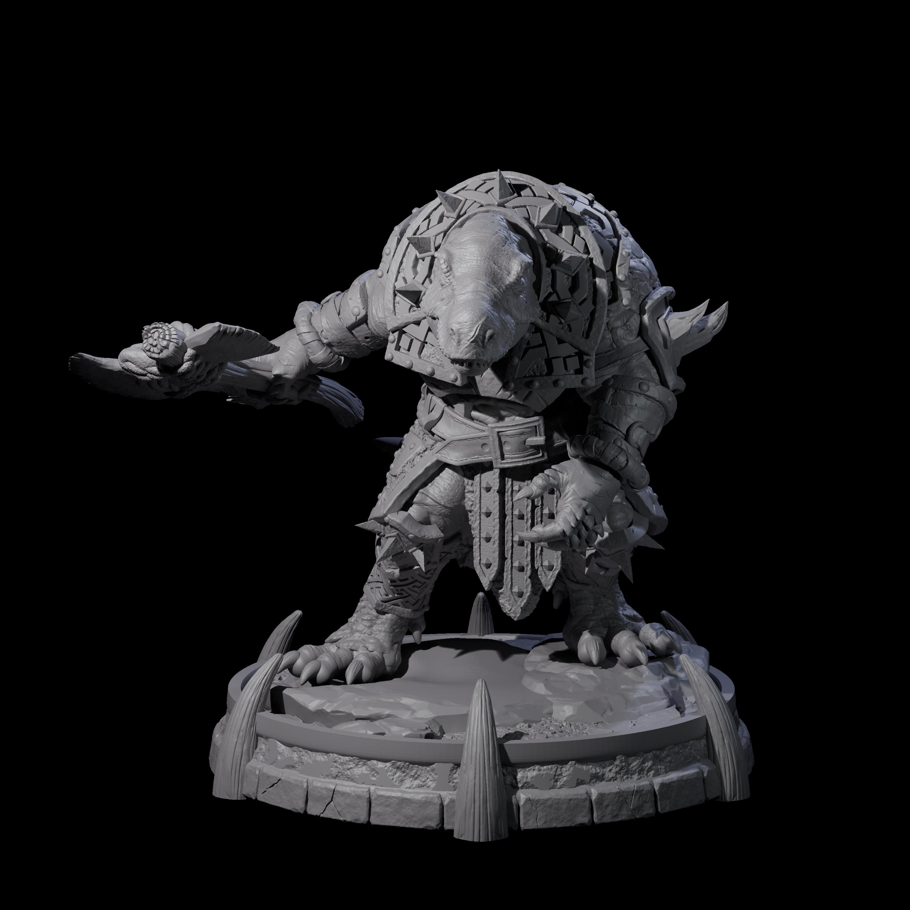 Protective Saurian Warrior B Miniature for Dungeons and Dragons, Pathfinder or other TTRPGs