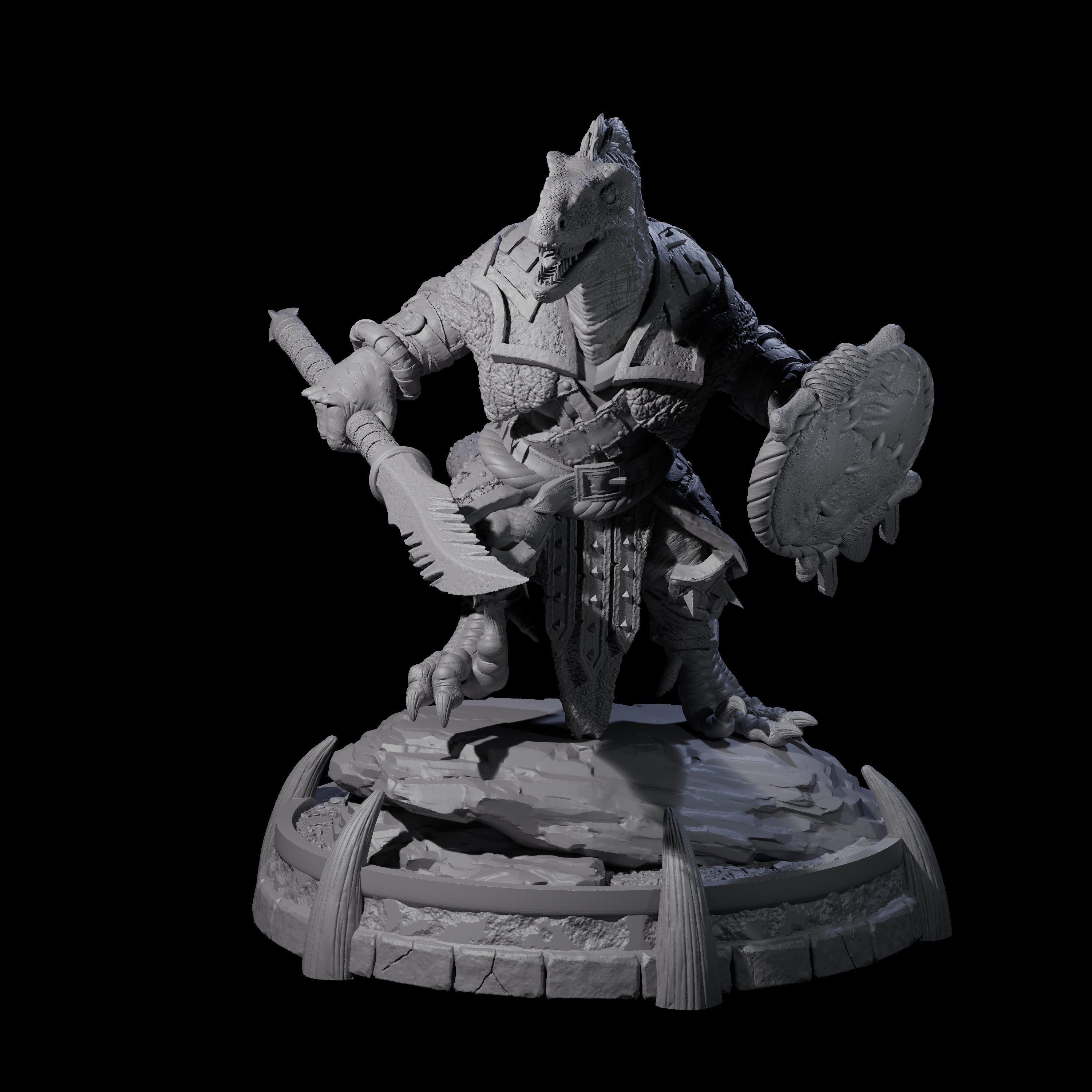 Protective Saurian Warrior H Miniature for Dungeons and Dragons, Pathfinder or other TTRPGs