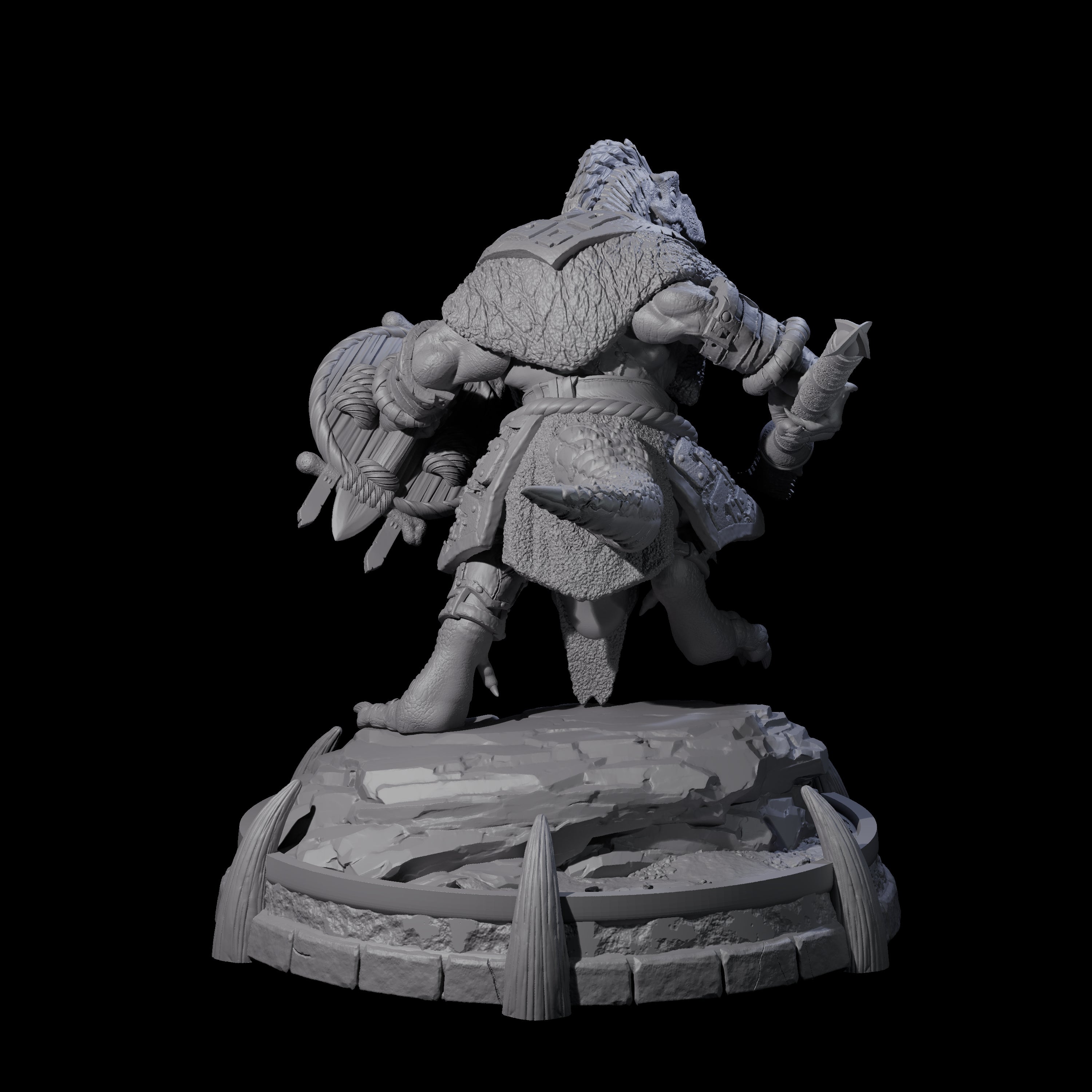 Protective Saurian Warrior H Miniature for Dungeons and Dragons, Pathfinder or other TTRPGs
