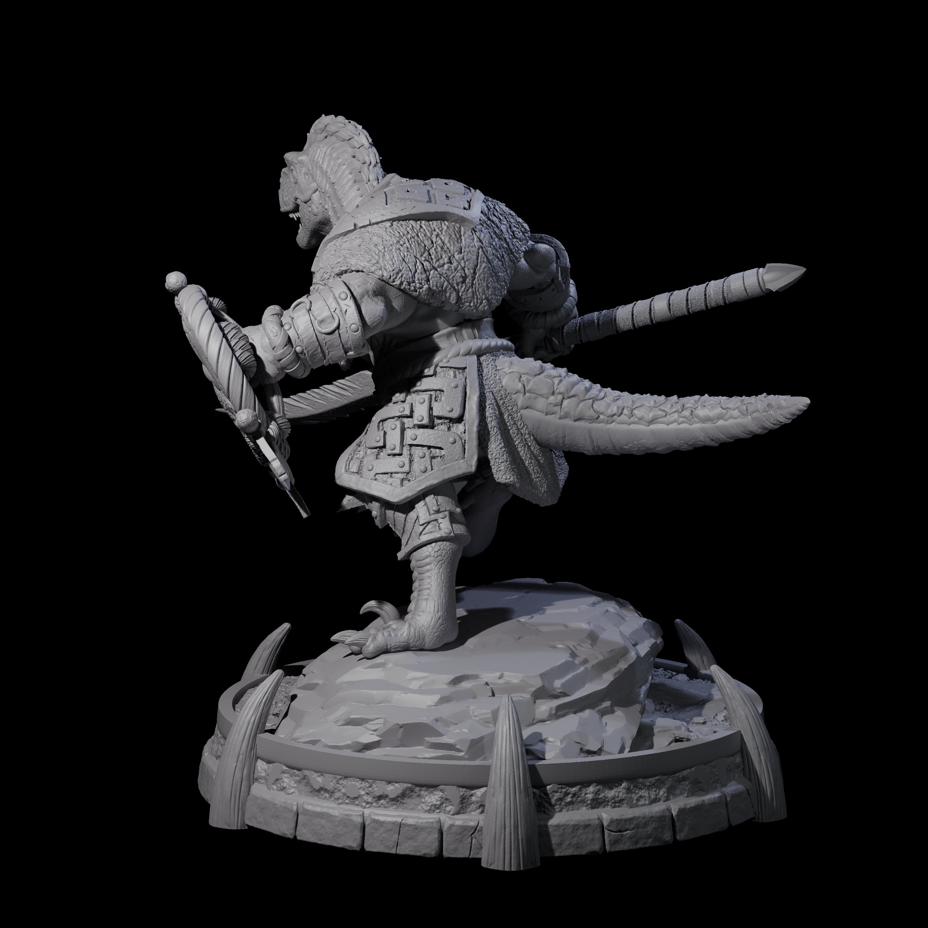 Protective Saurian Warrior H Miniature for Dungeons and Dragons, Pathfinder or other TTRPGs