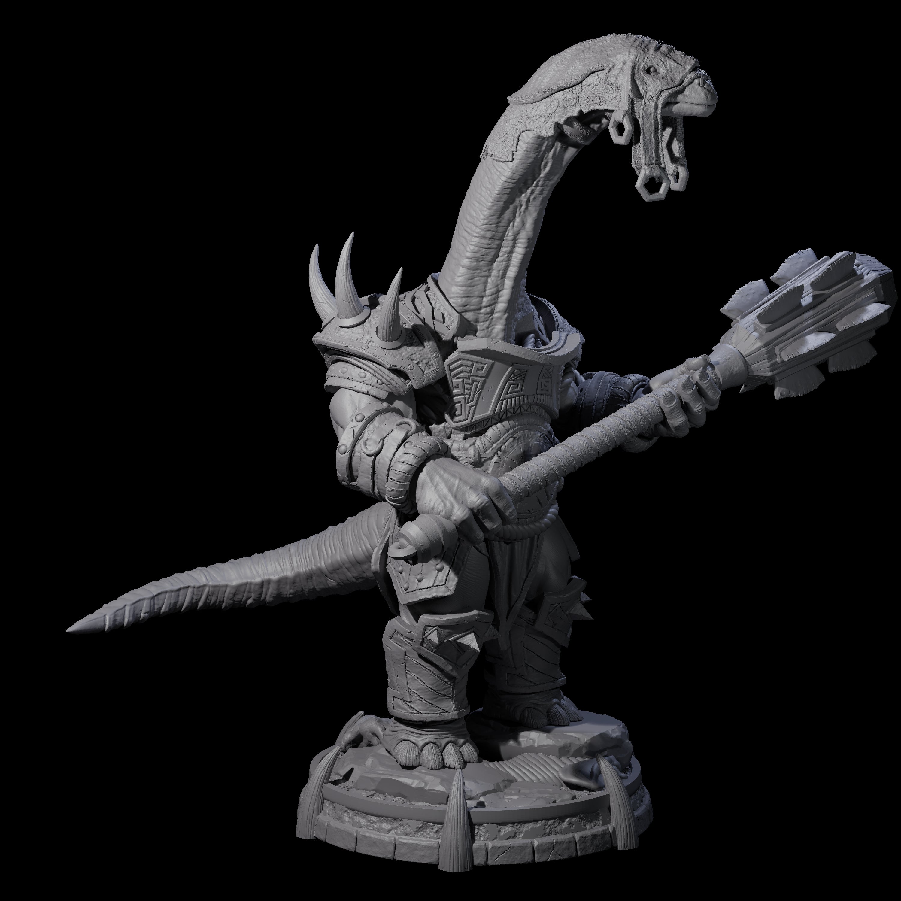 Protective Saurian Warrior I Miniature for Dungeons and Dragons, Pathfinder or other TTRPGs