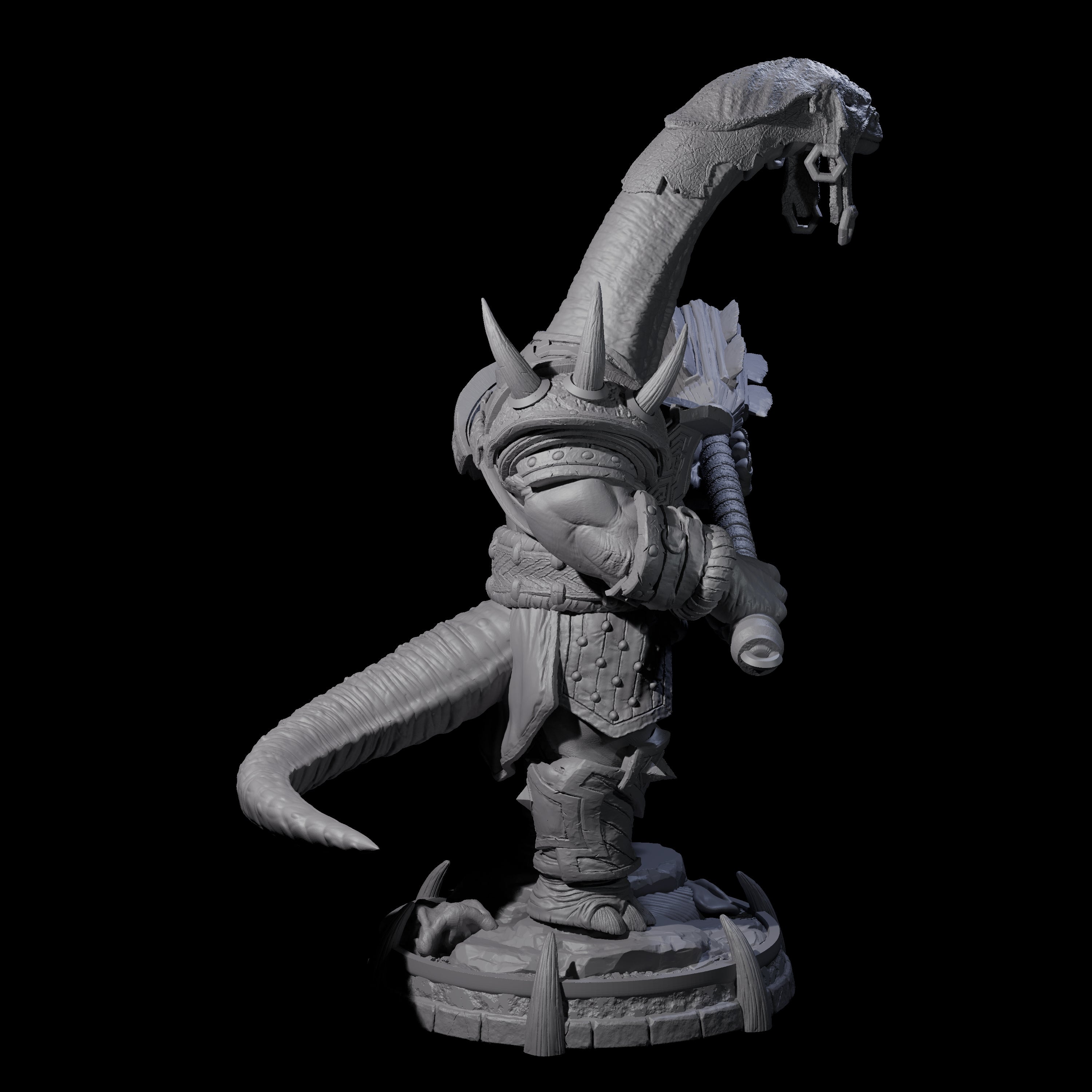 Protective Saurian Warrior I Miniature for Dungeons and Dragons, Pathfinder or other TTRPGs