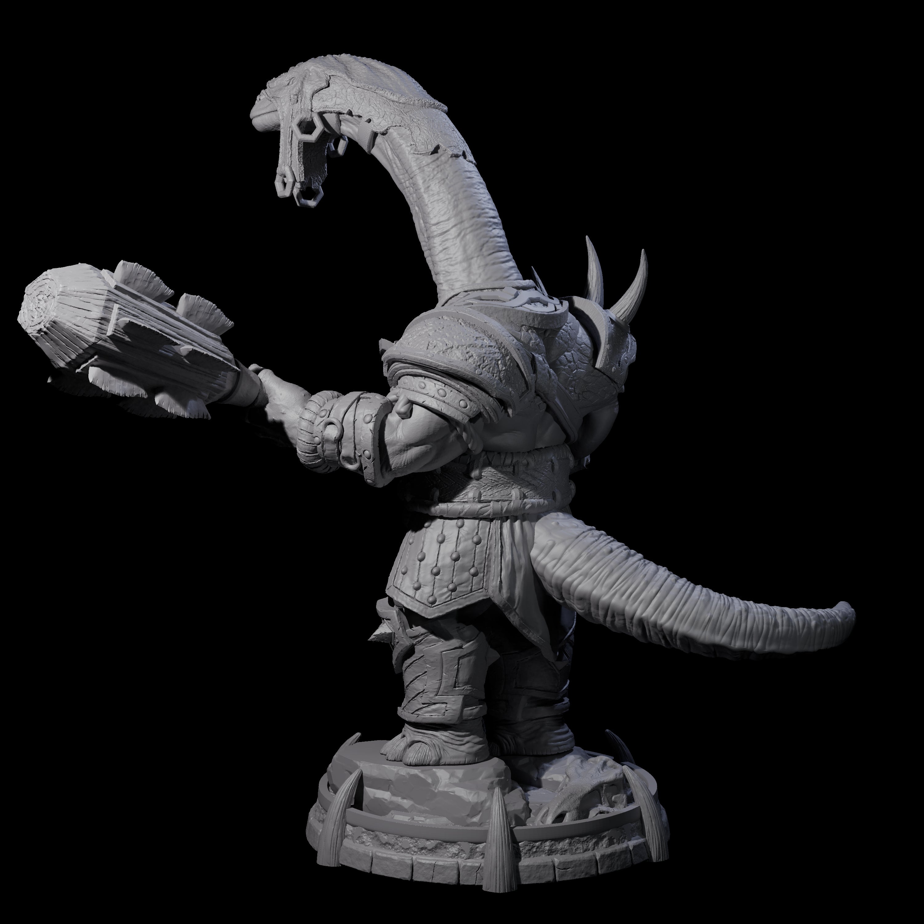 Protective Saurian Warrior I Miniature for Dungeons and Dragons, Pathfinder or other TTRPGs