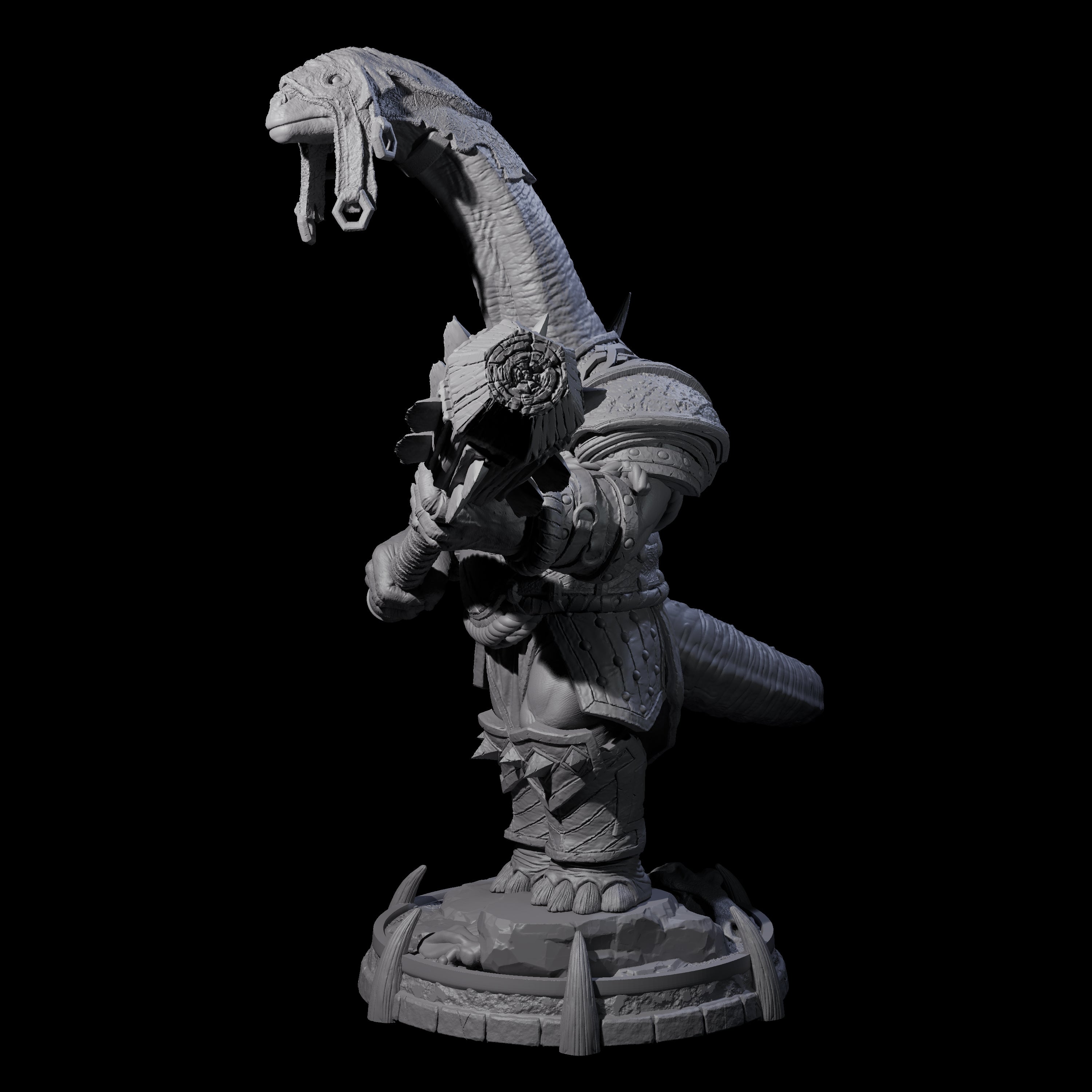 Protective Saurian Warrior I Miniature for Dungeons and Dragons, Pathfinder or other TTRPGs