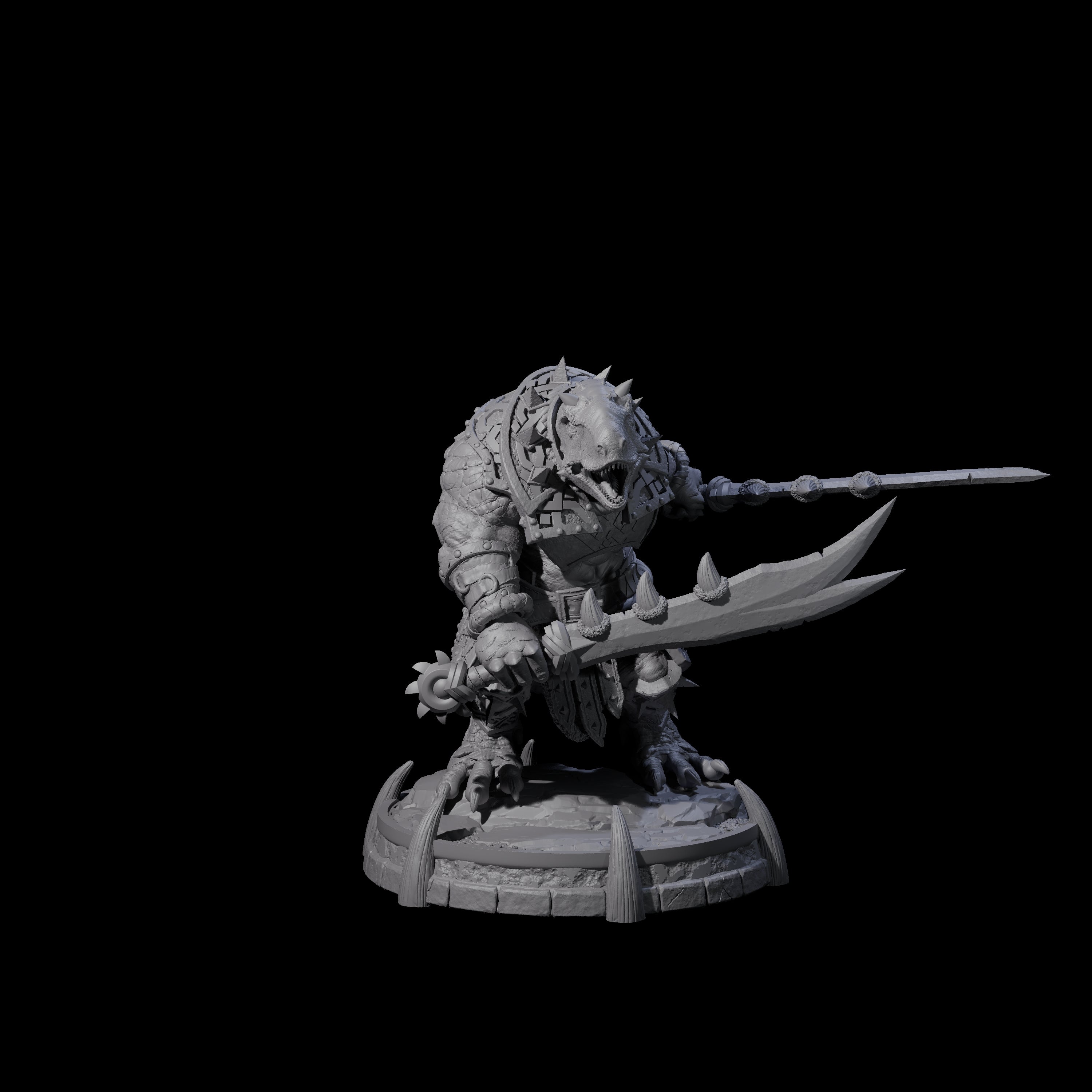 Protective Saurian Warrior J Miniature for Dungeons and Dragons, Pathfinder or other TTRPGs