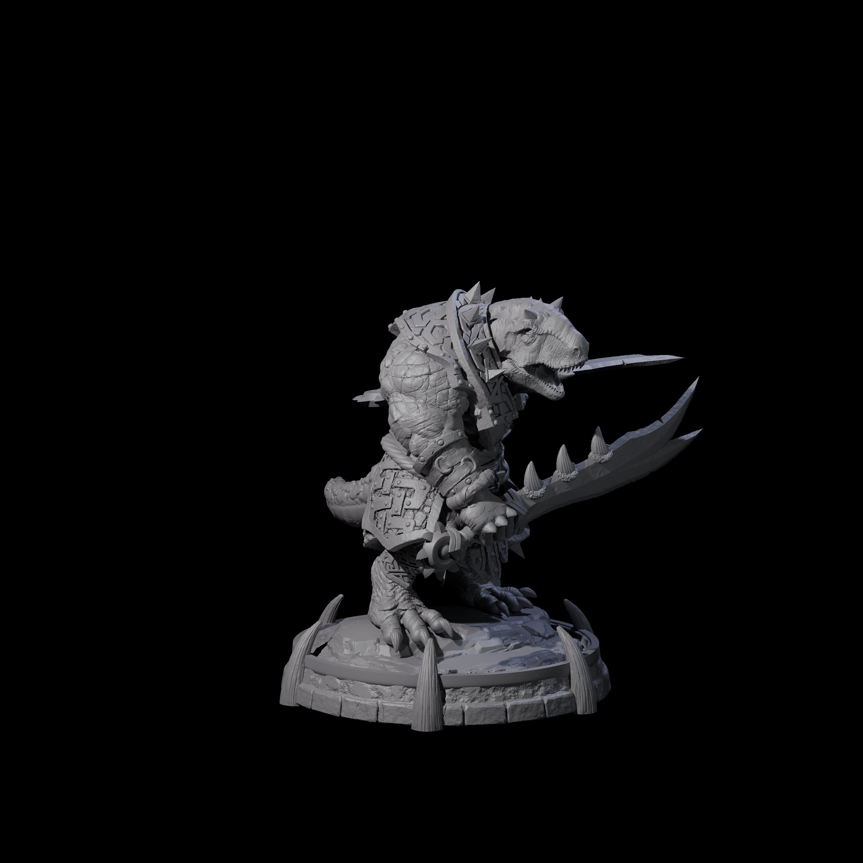Protective Saurian Warrior J Miniature for Dungeons and Dragons, Pathfinder or other TTRPGs