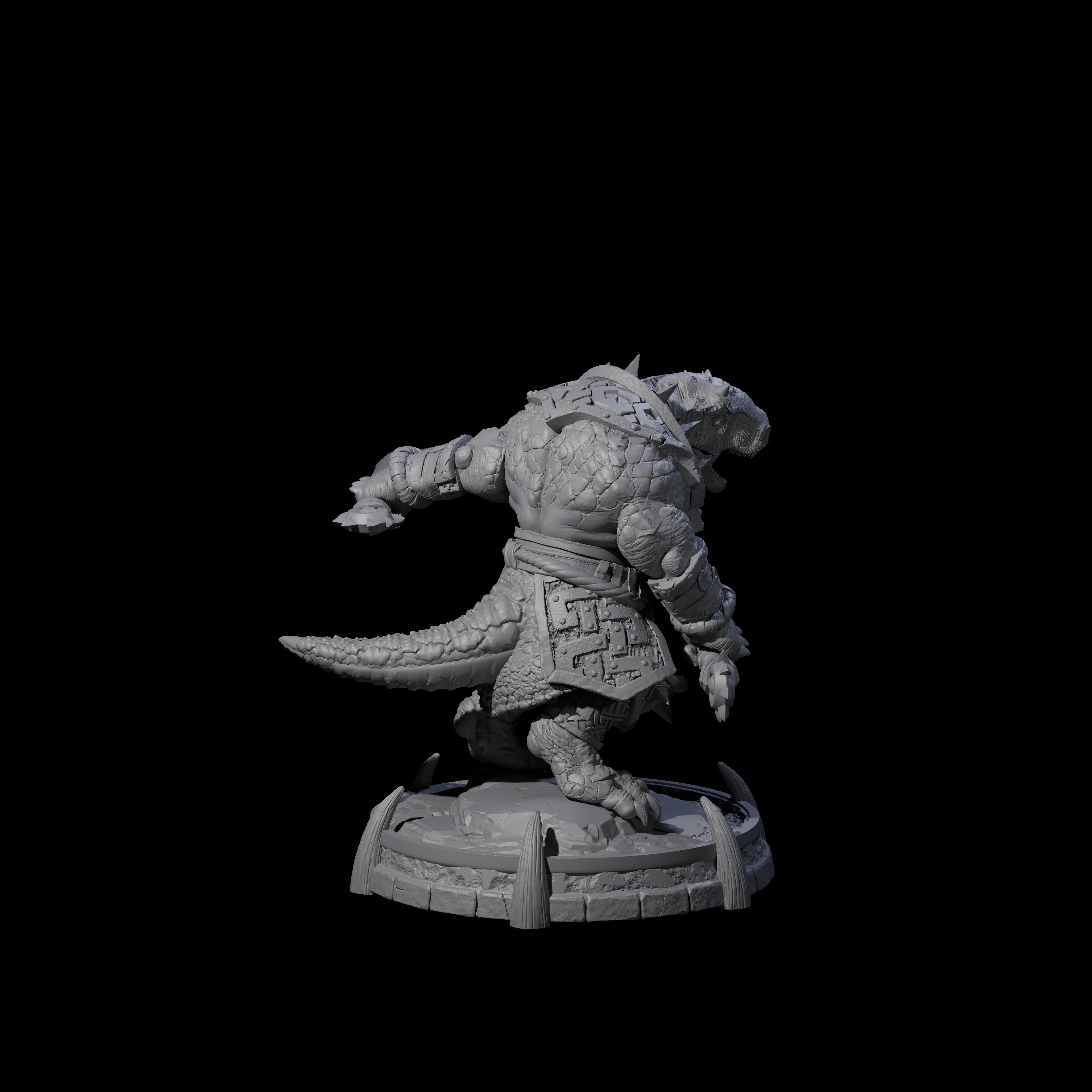 Protective Saurian Warrior J Miniature for Dungeons and Dragons, Pathfinder or other TTRPGs