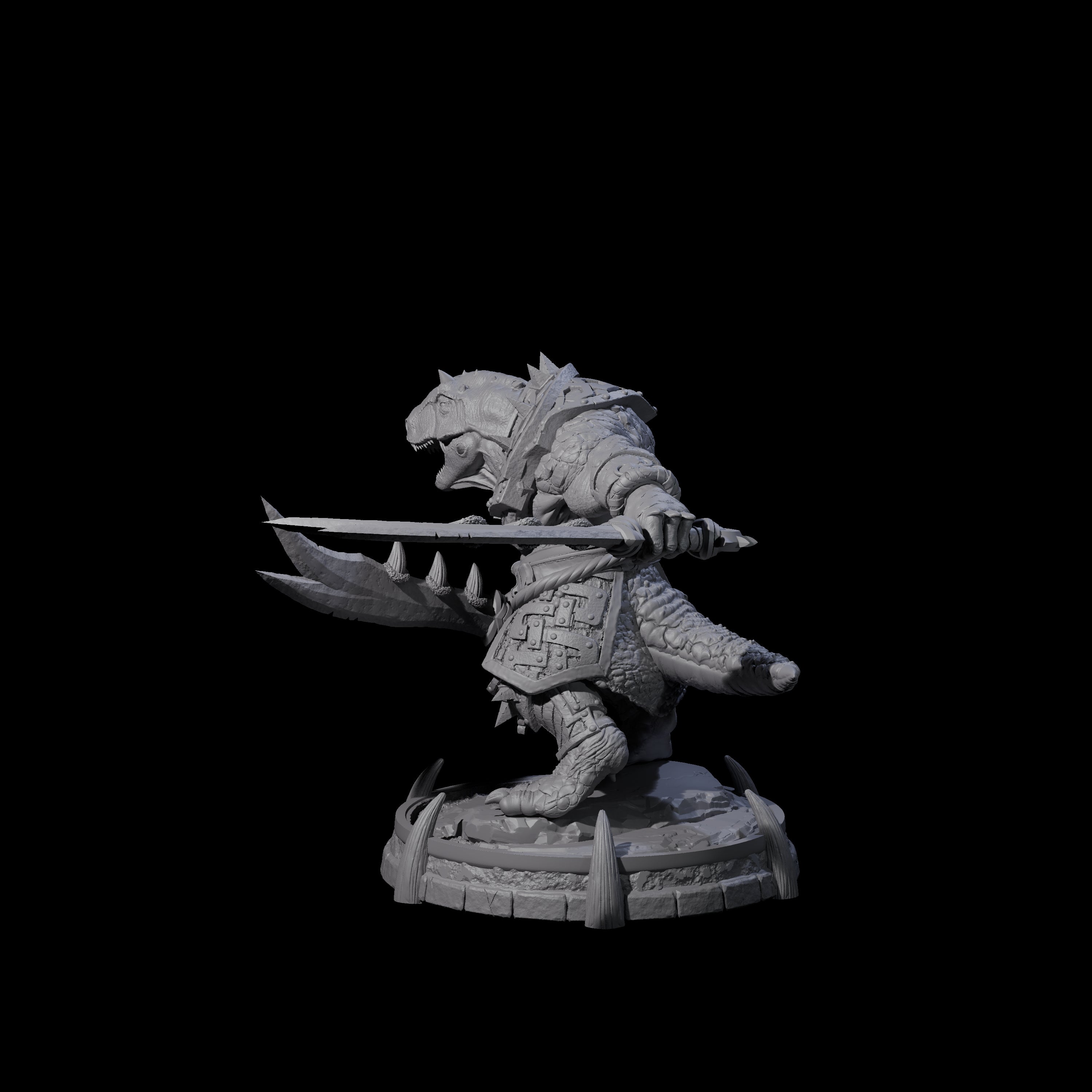 Protective Saurian Warrior J Miniature for Dungeons and Dragons, Pathfinder or other TTRPGs