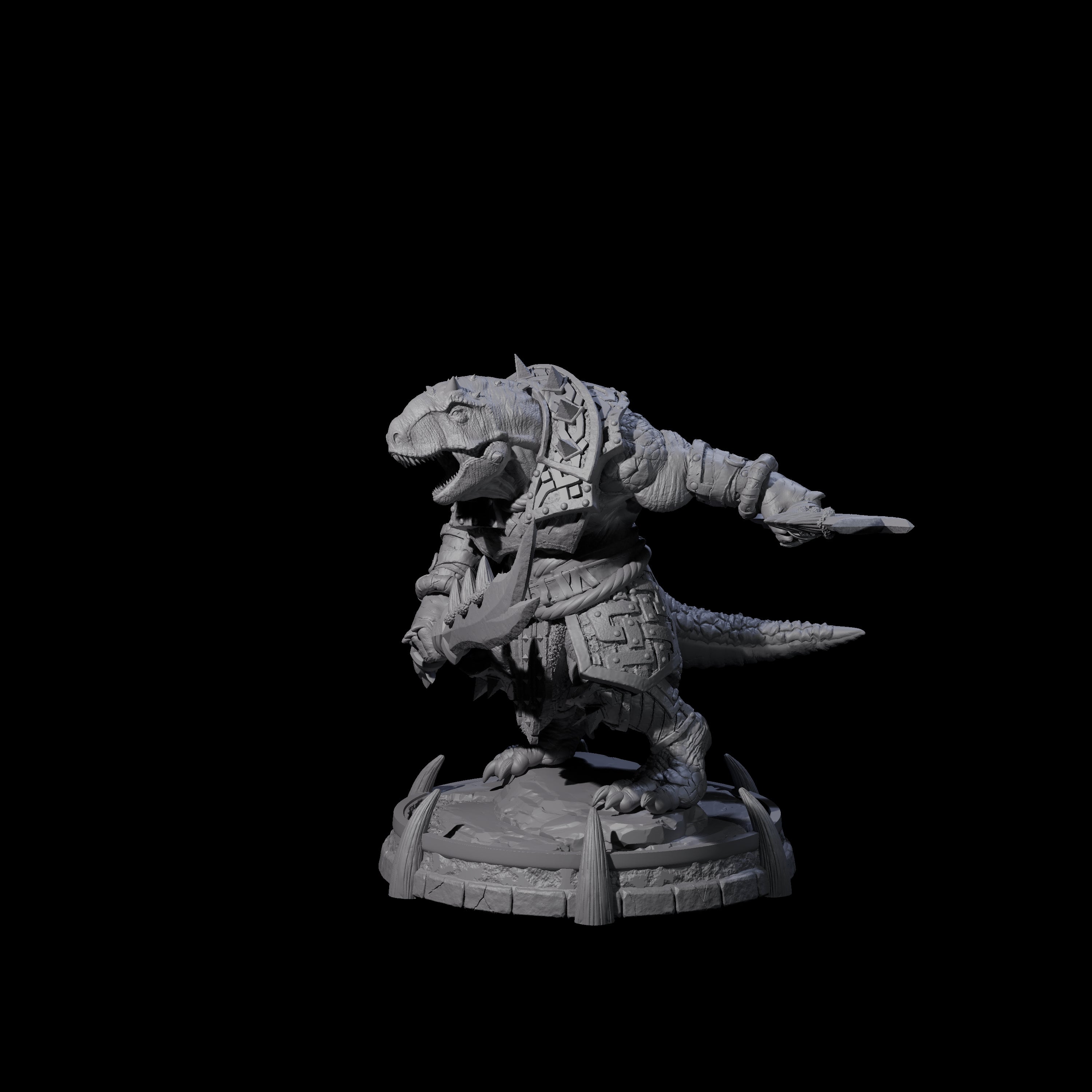 Protective Saurian Warrior J Miniature for Dungeons and Dragons, Pathfinder or other TTRPGs