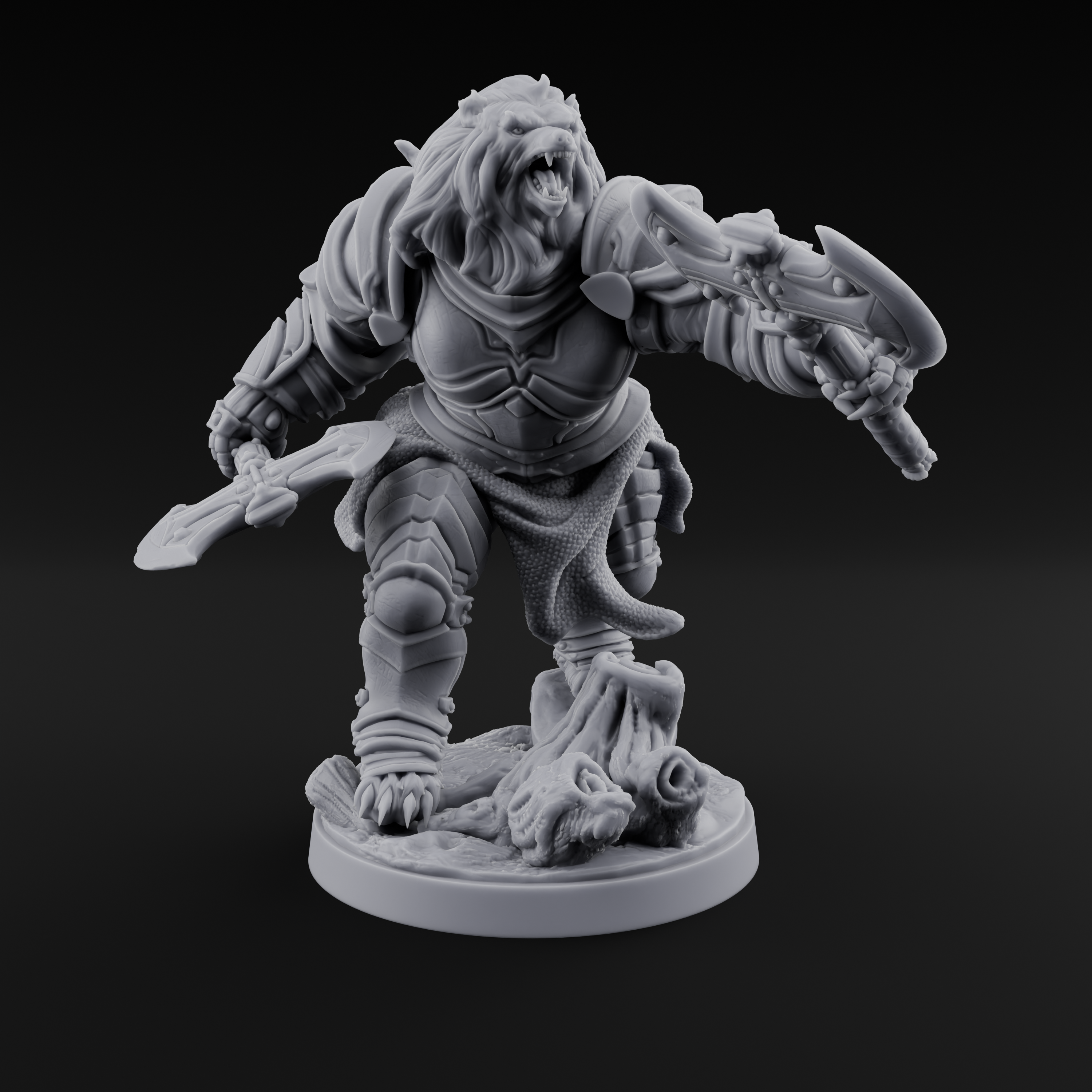 Protective Ursine Knight Miniature for Dungeons and Dragons, Pathfinder or other TTRPGs