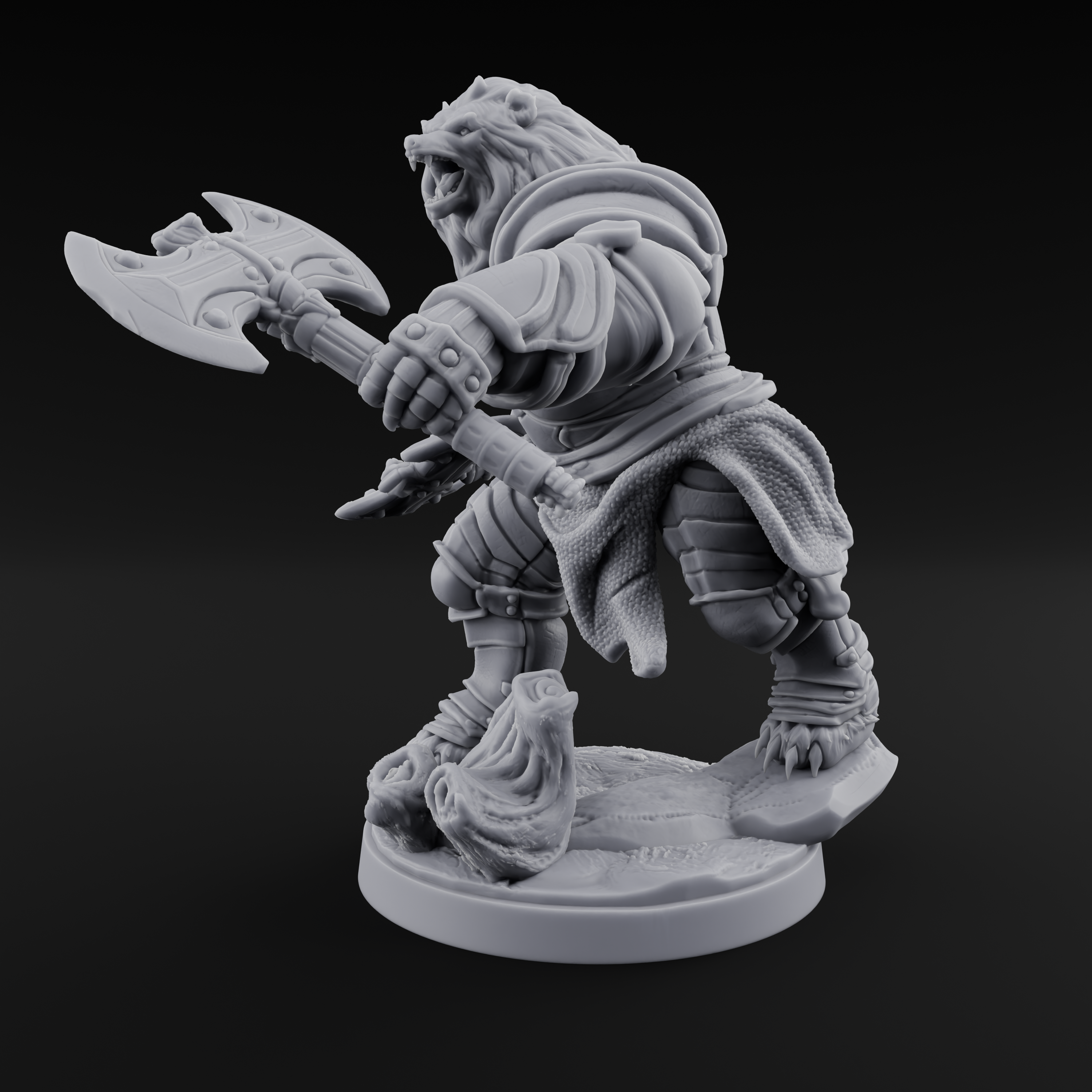 Protective Ursine Knight Miniature for Dungeons and Dragons, Pathfinder or other TTRPGs