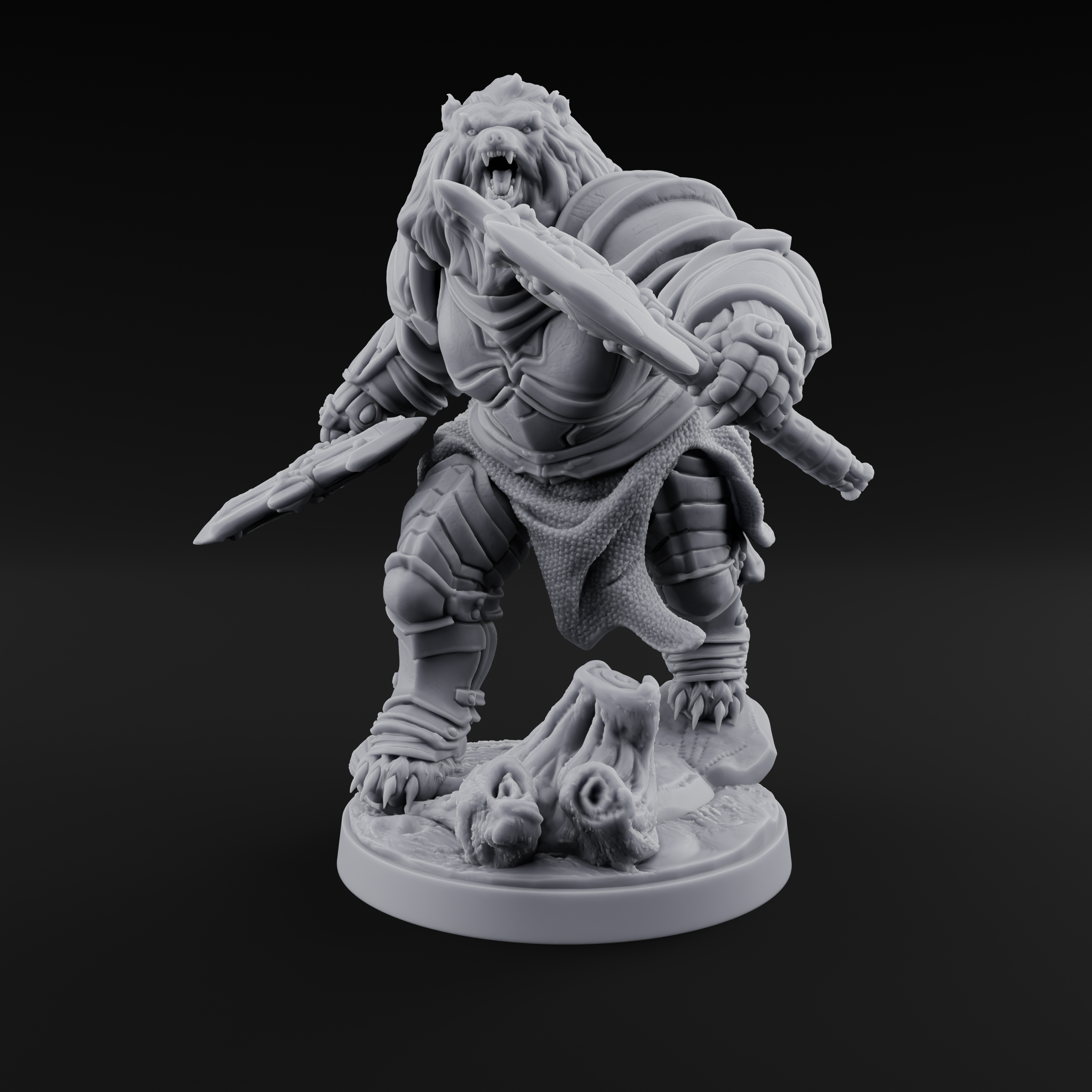 Protective Ursine Knight Miniature for Dungeons and Dragons, Pathfinder or other TTRPGs