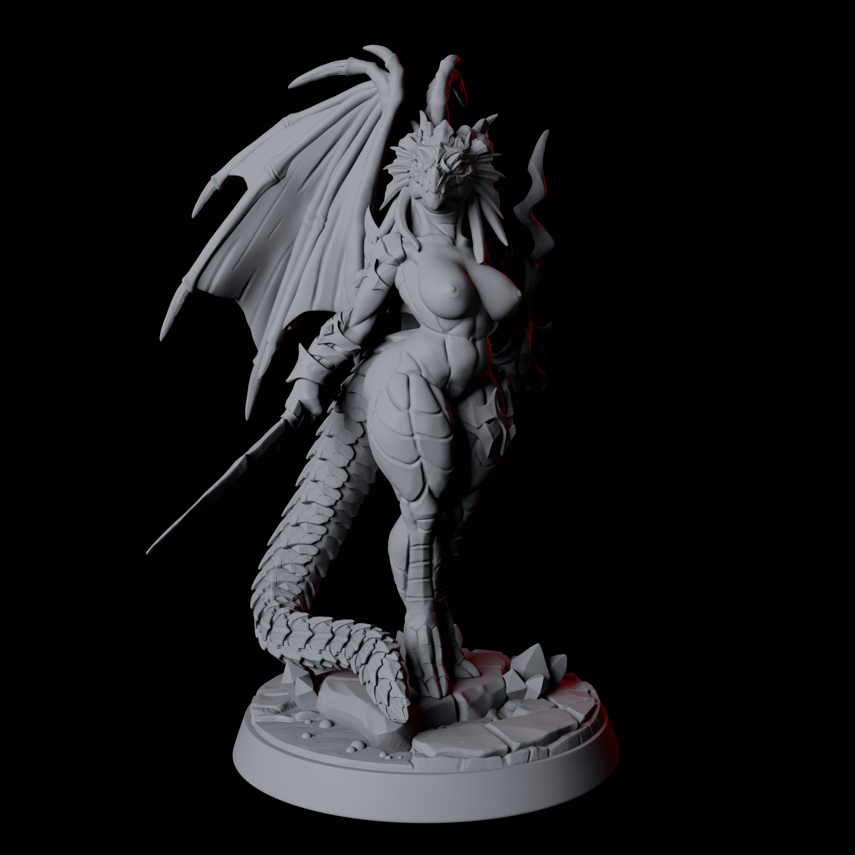 Proud Dragonborn Pin-up Miniature for Dungeons and Dragons, Pathfinder or other TTRPGs
