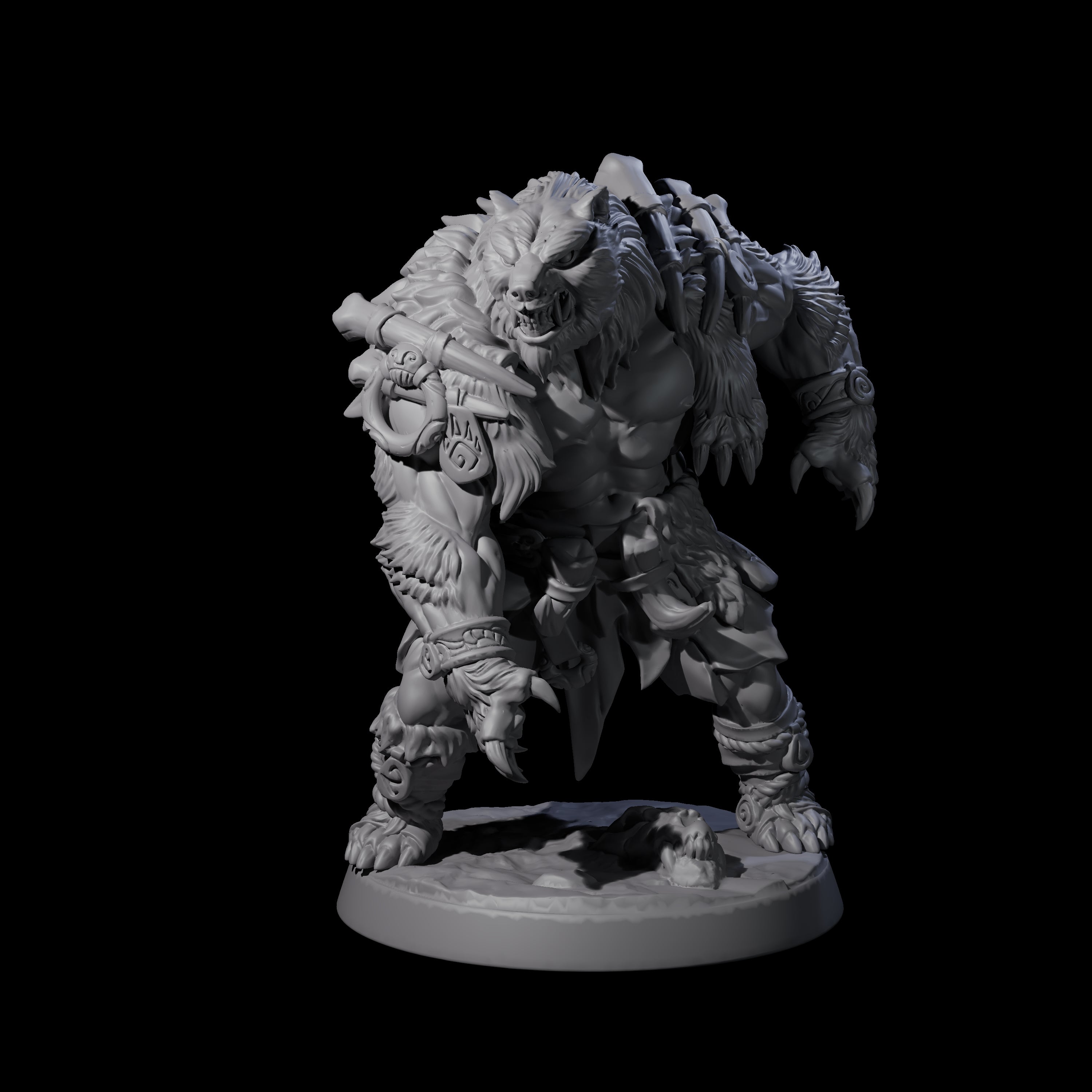 Proud Ursine Barbarian B Miniature for Dungeons and Dragons, Pathfinder or other TTRPGs