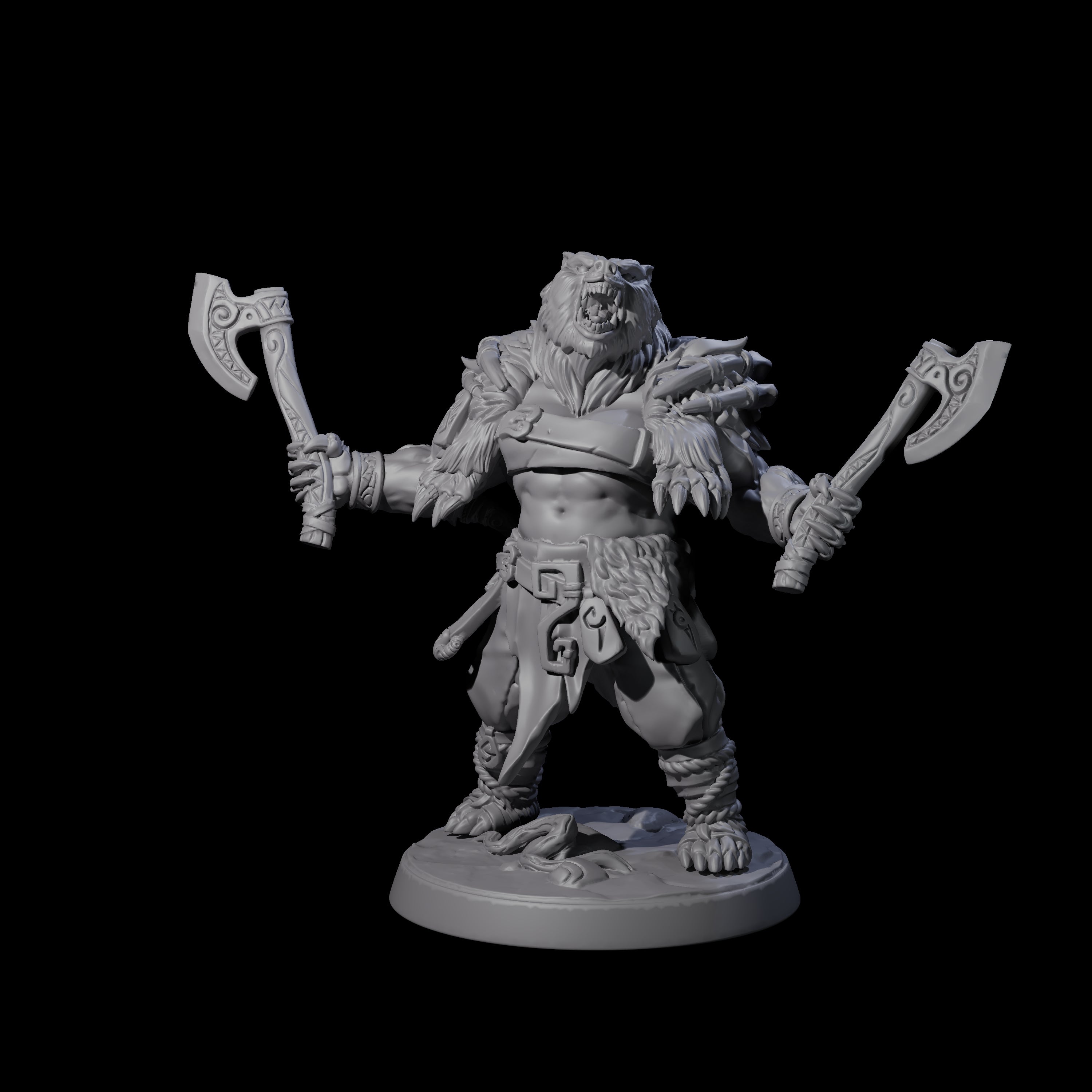 Proud Ursine Barbarian C Miniature for Dungeons and Dragons, Pathfinder or other TTRPGs