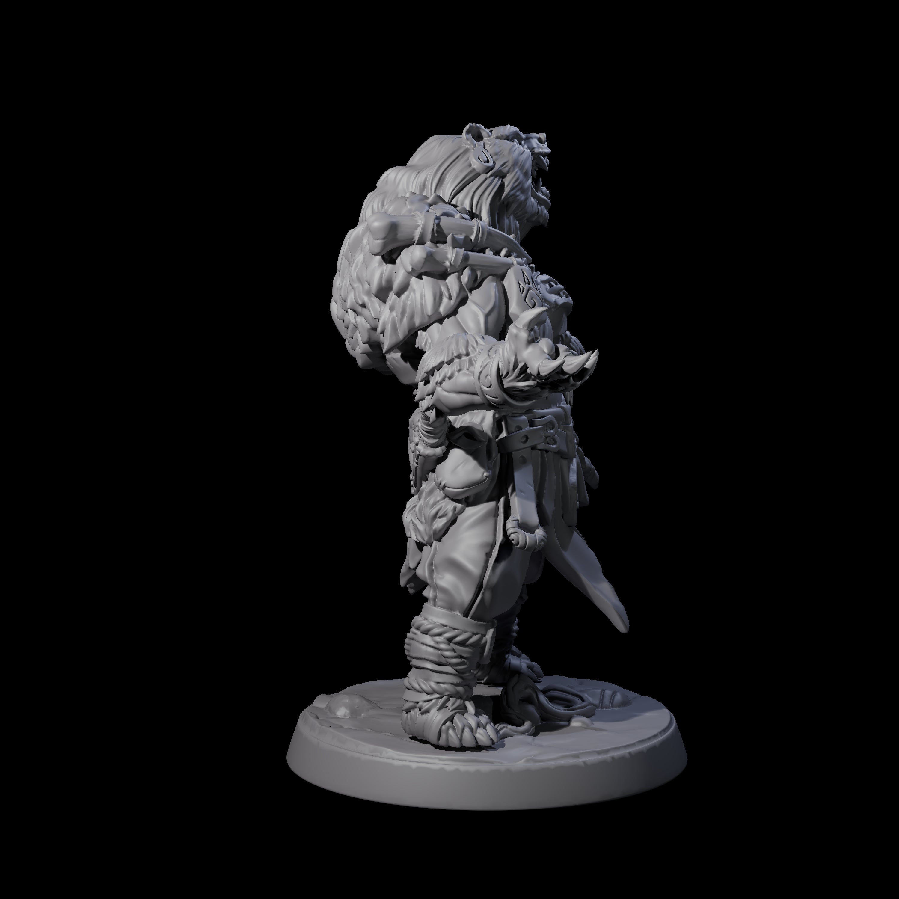 Proud Ursine Barbarian C Miniature for Dungeons and Dragons, Pathfinder or other TTRPGs