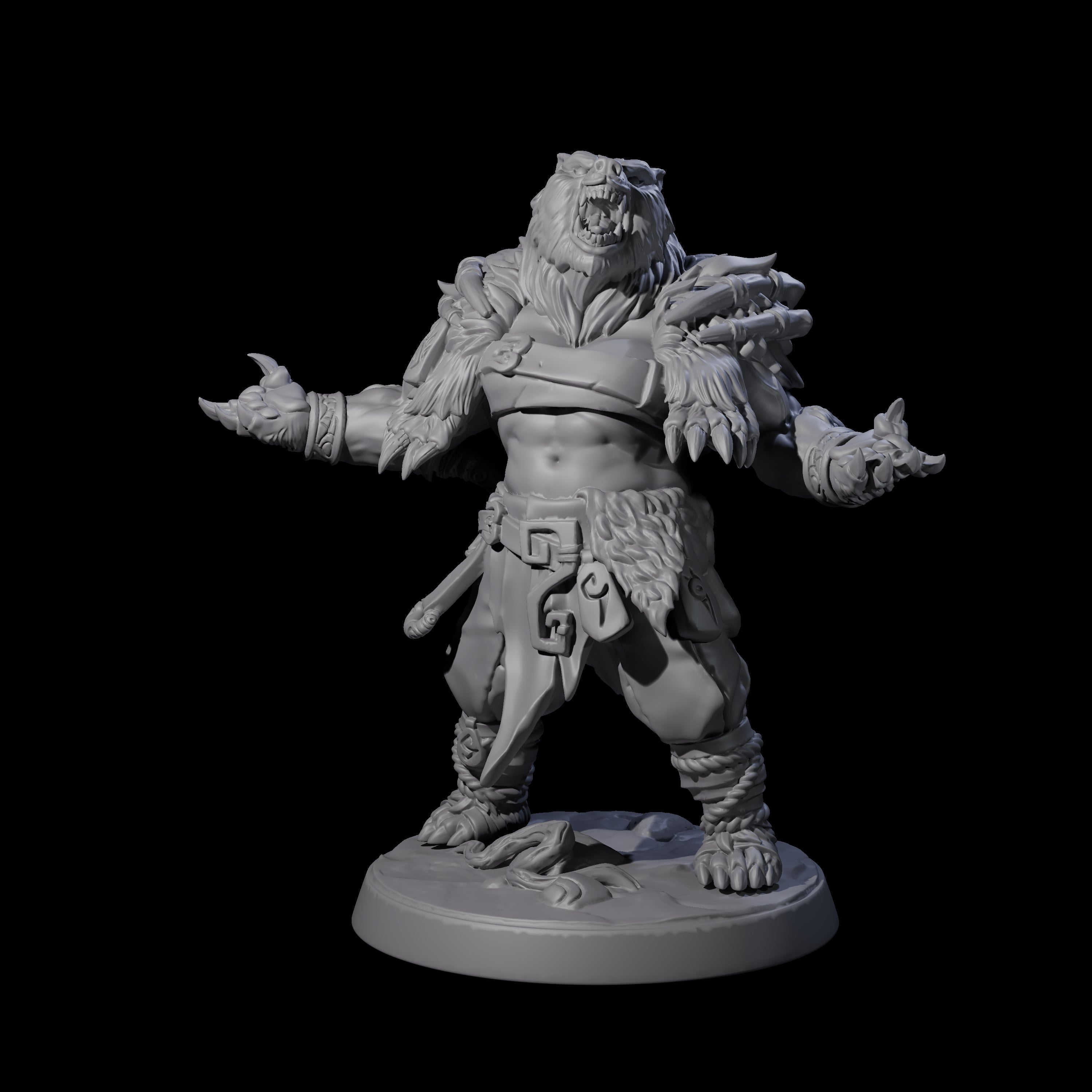 Proud Ursine Barbarian C Miniature for Dungeons and Dragons, Pathfinder or other TTRPGs