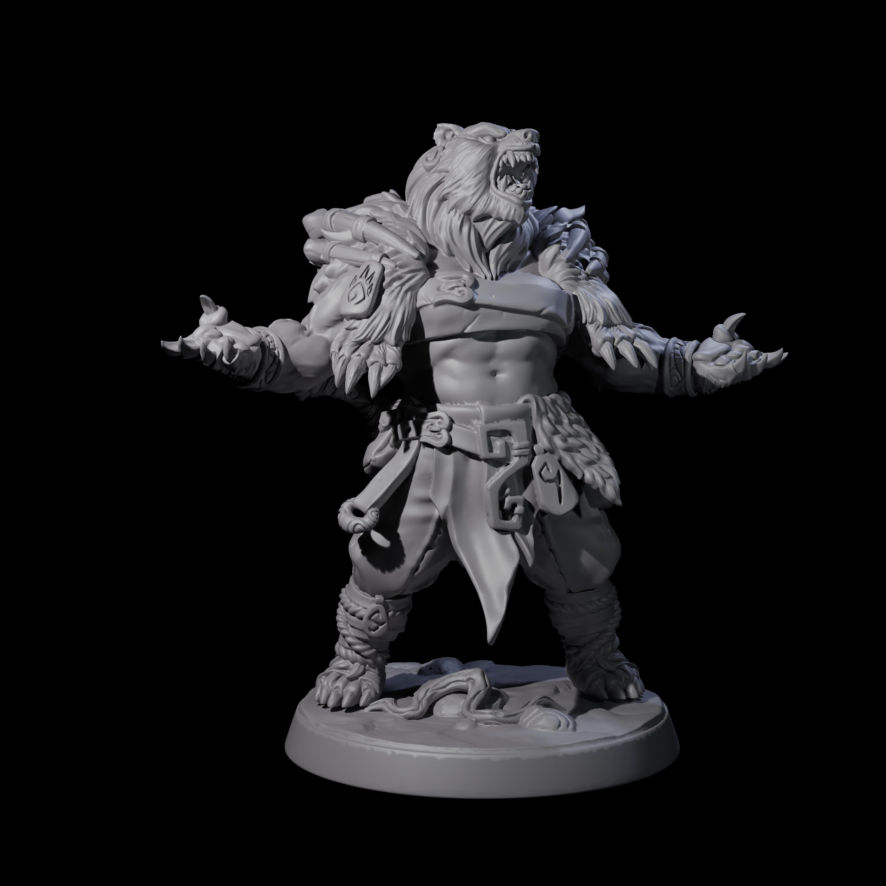 Proud Ursine Barbarian C Miniature for Dungeons and Dragons, Pathfinder or other TTRPGs