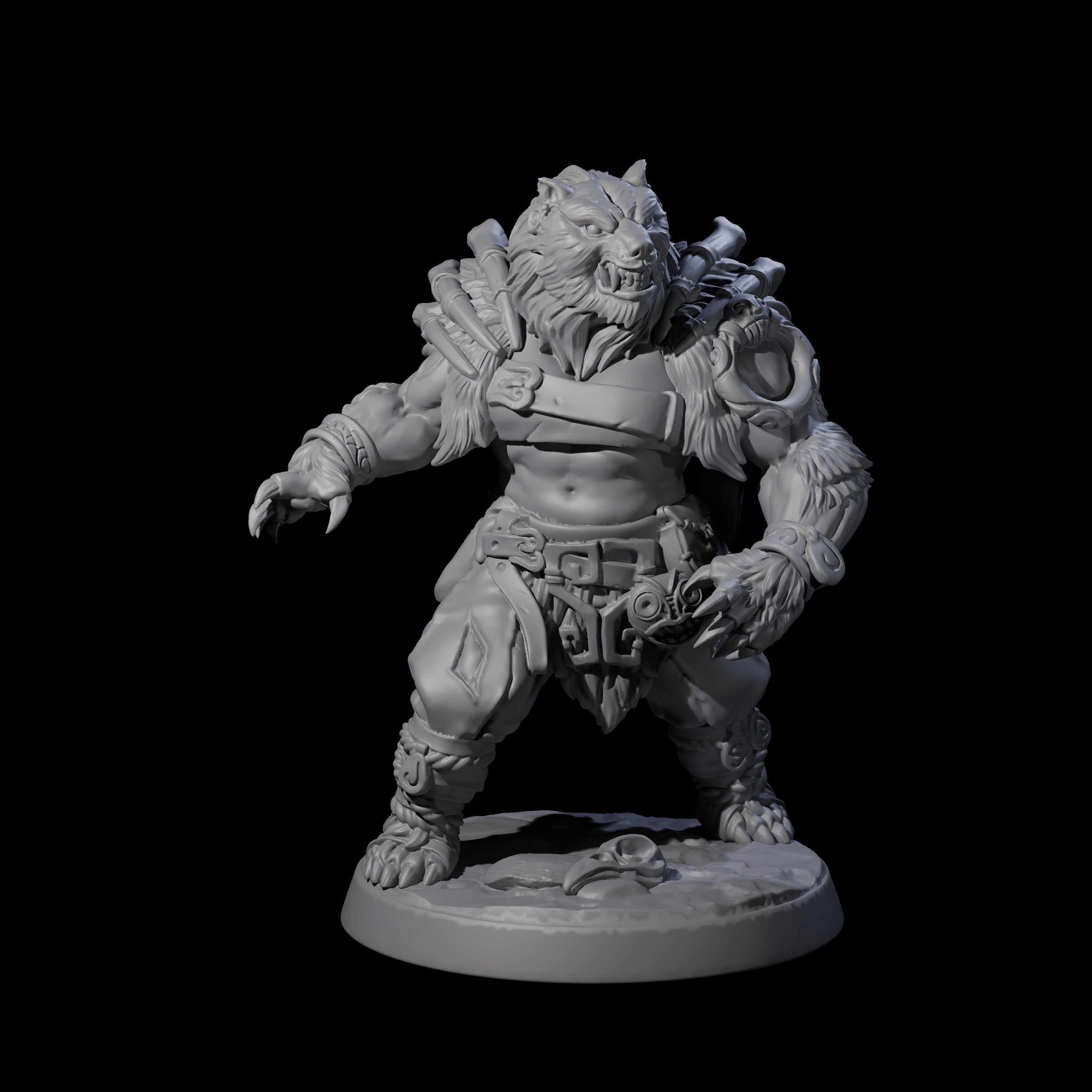 Proud Ursine Barbarian D Miniature for Dungeons and Dragons, Pathfinder or other TTRPGs