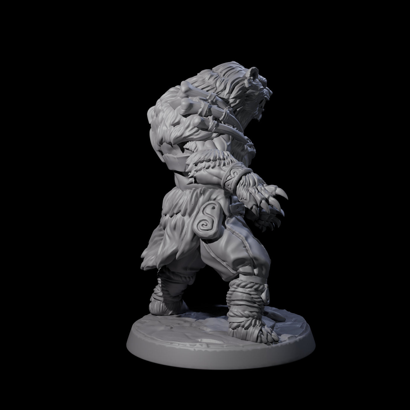 Proud Ursine Barbarian D Miniature for Dungeons and Dragons, Pathfinder or other TTRPGs