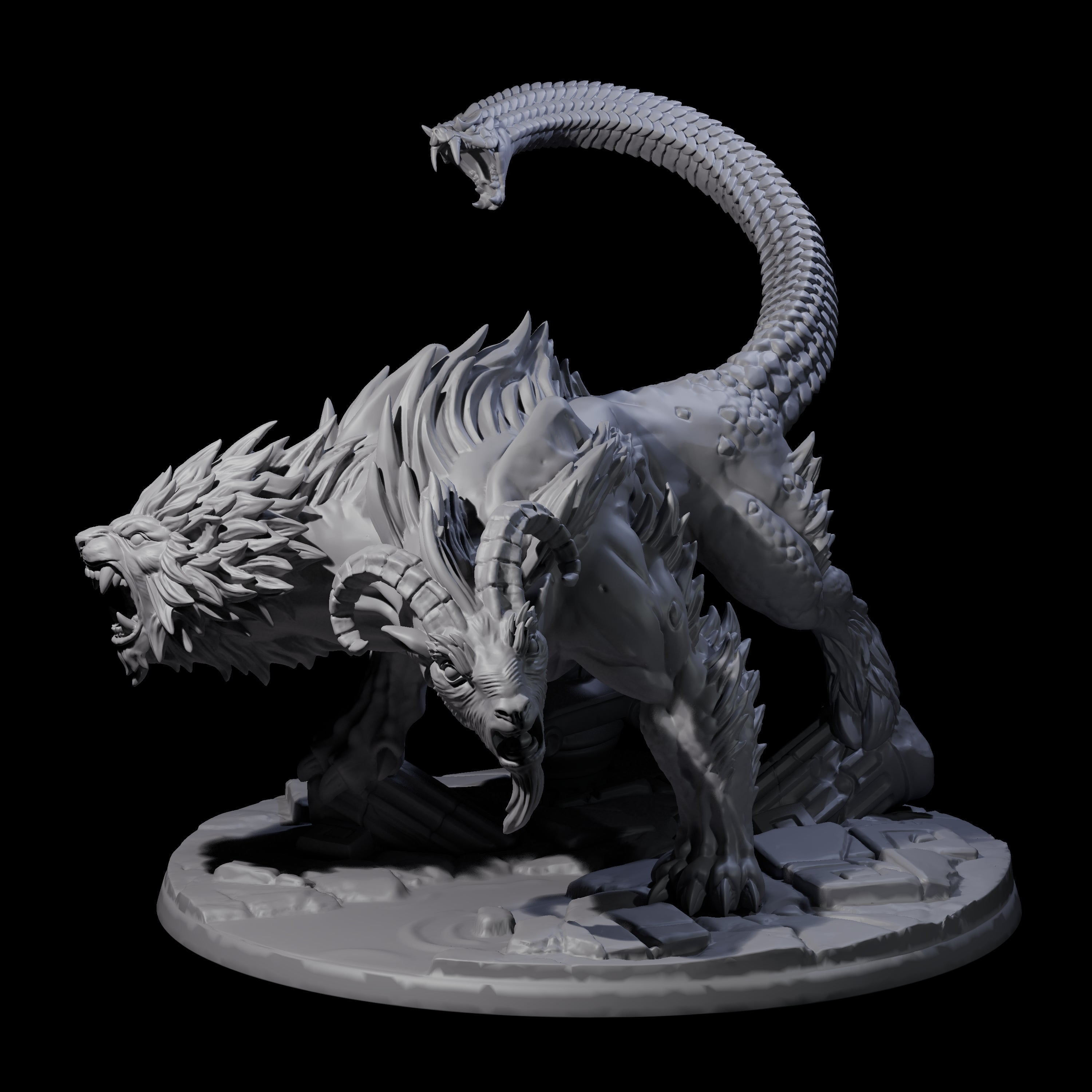 Prowling Chimera Miniature for Dungeons and Dragons, Pathfinder or other TTRPGs