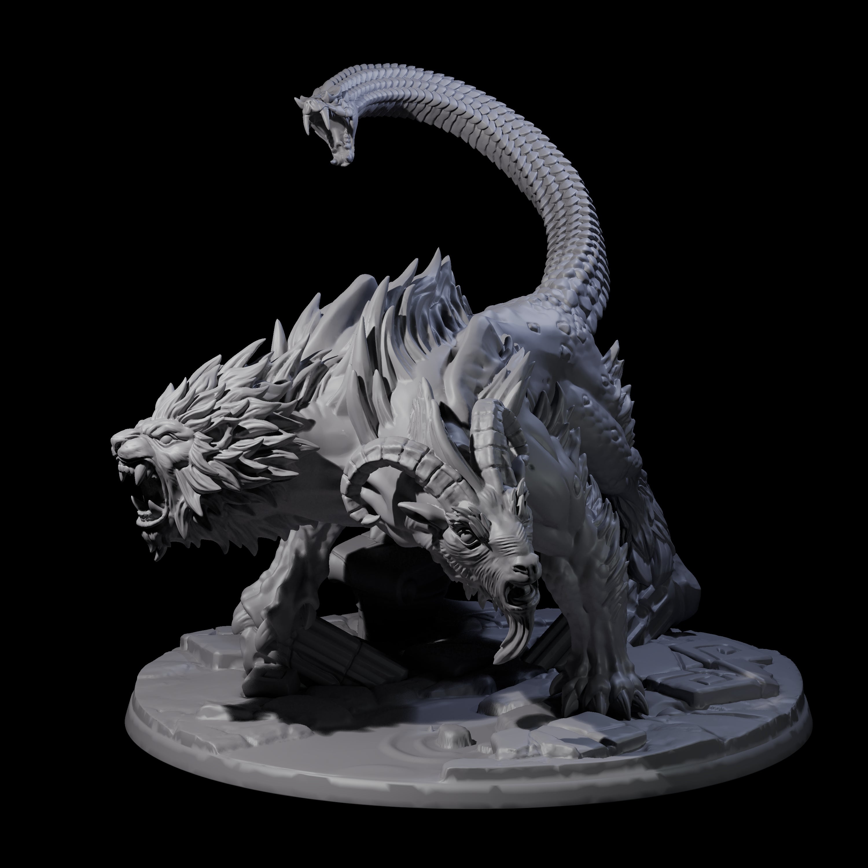 Prowling Chimera Miniature for Dungeons and Dragons, Pathfinder or other TTRPGs