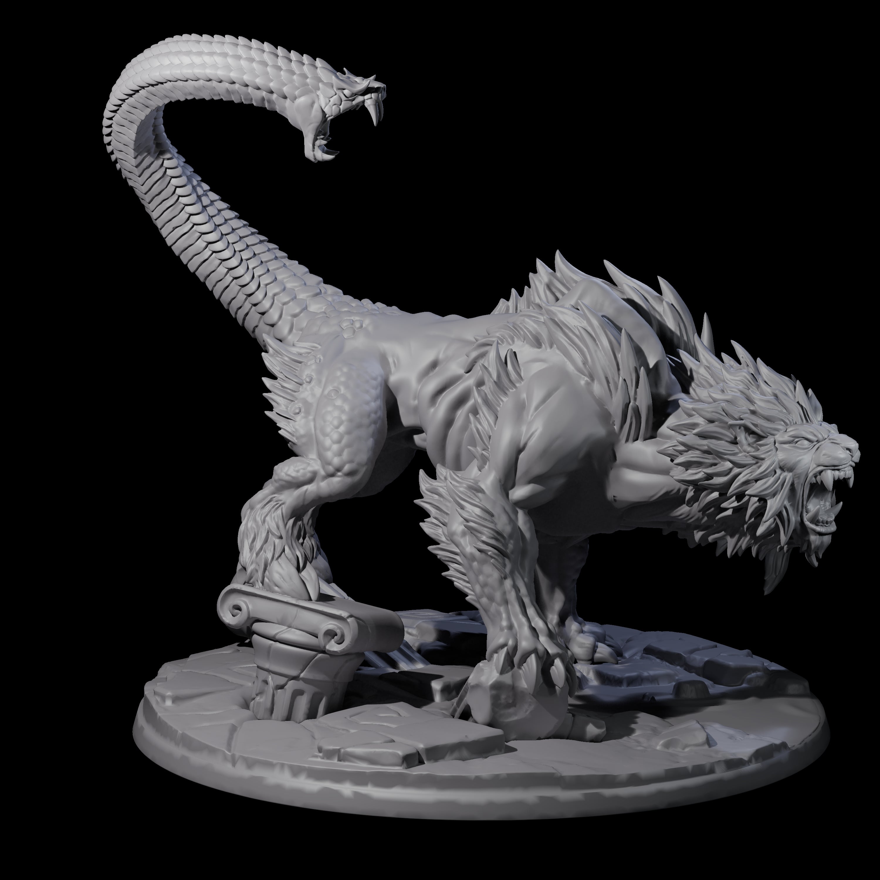 Prowling Chimera Miniature for Dungeons and Dragons, Pathfinder or other TTRPGs