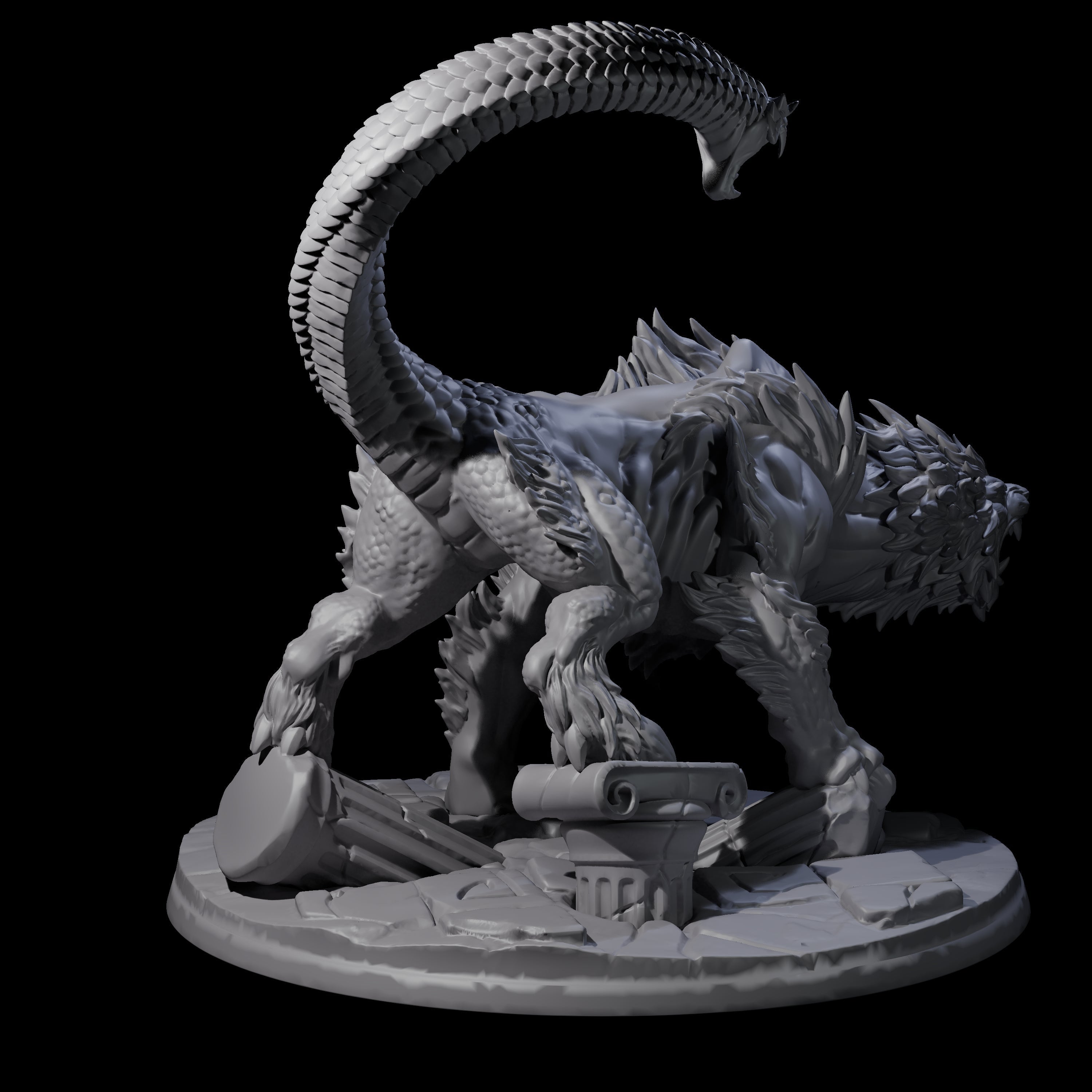 Prowling Chimera Miniature for Dungeons and Dragons, Pathfinder or other TTRPGs