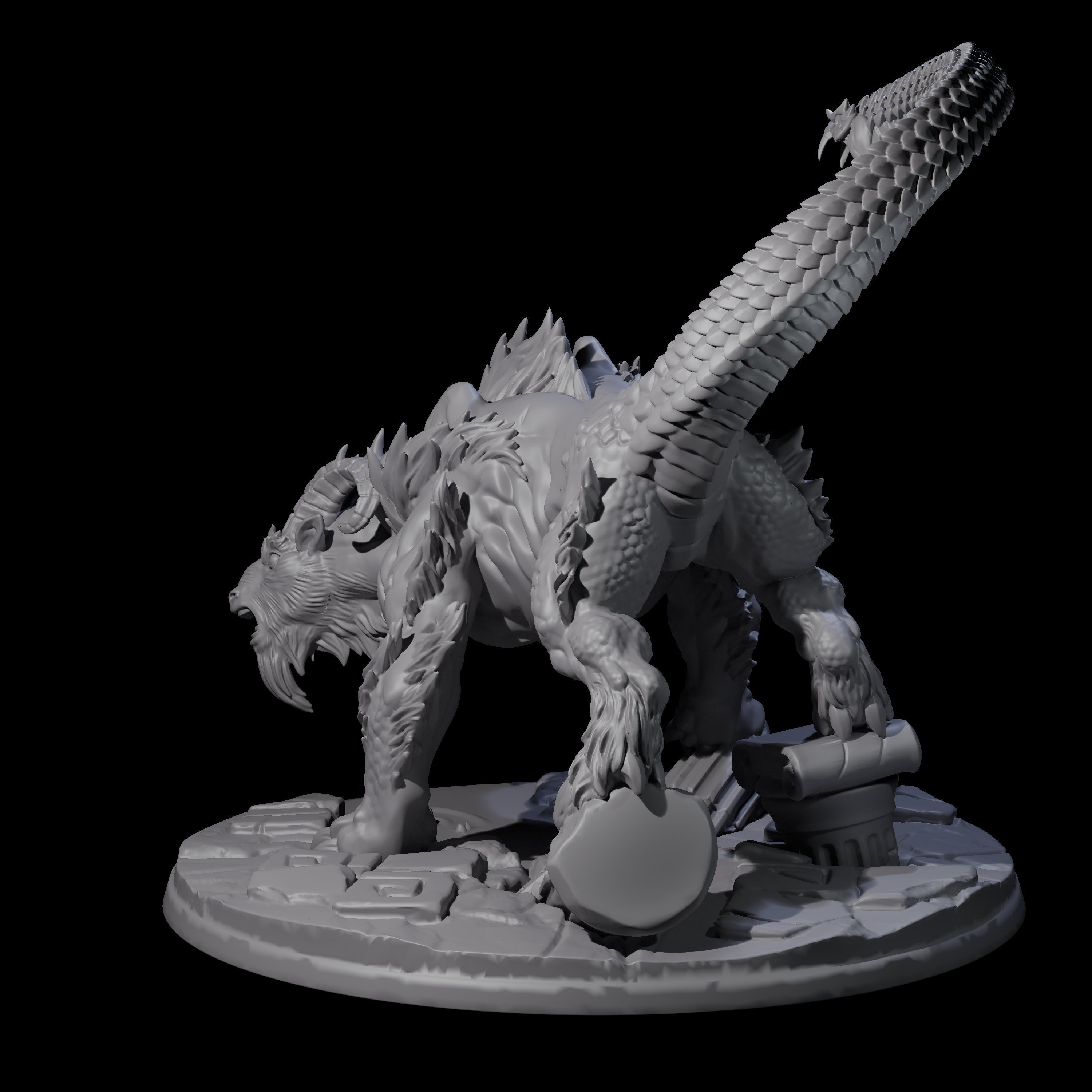 Prowling Chimera Miniature for Dungeons and Dragons, Pathfinder or other TTRPGs