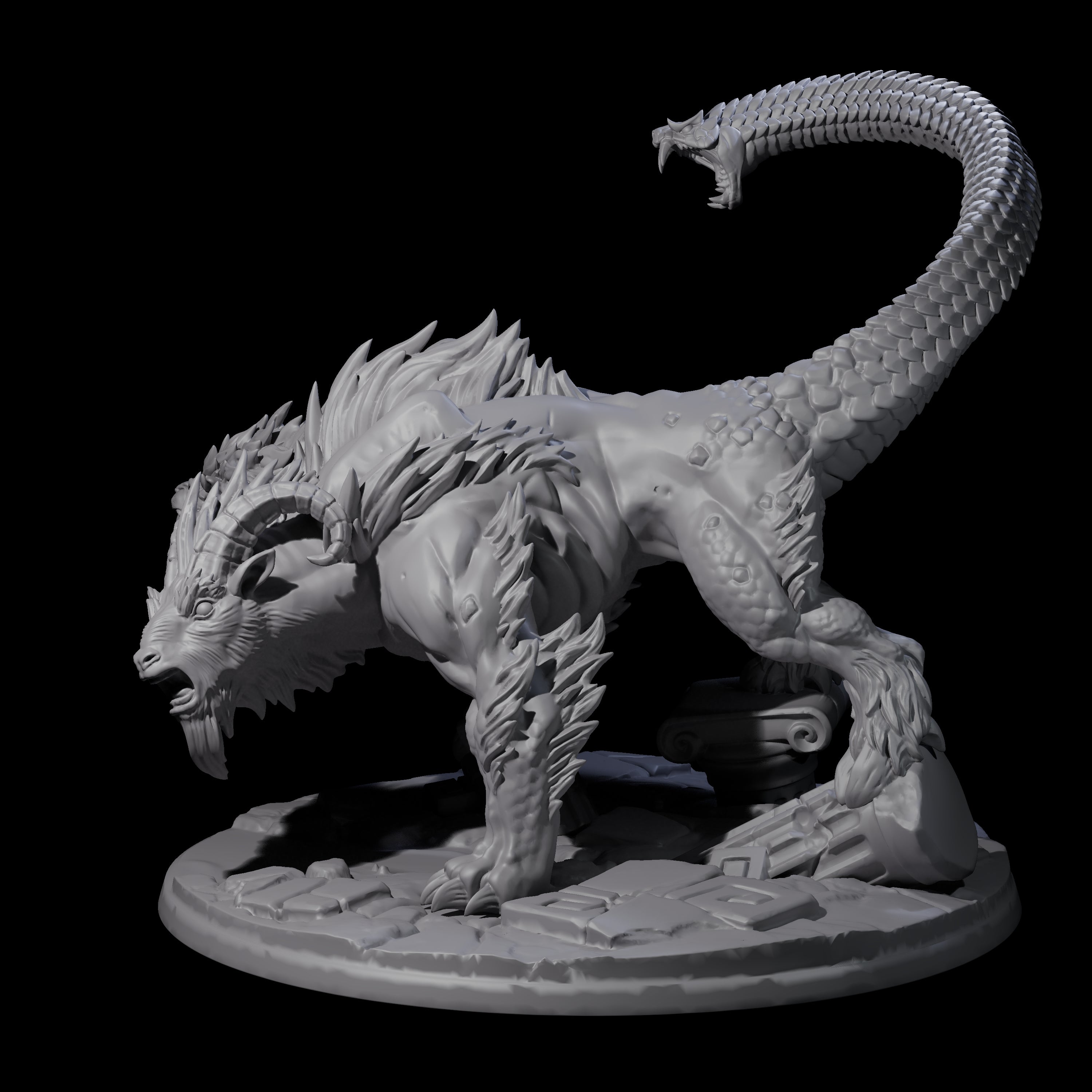 Prowling Chimera Miniature for Dungeons and Dragons, Pathfinder or other TTRPGs