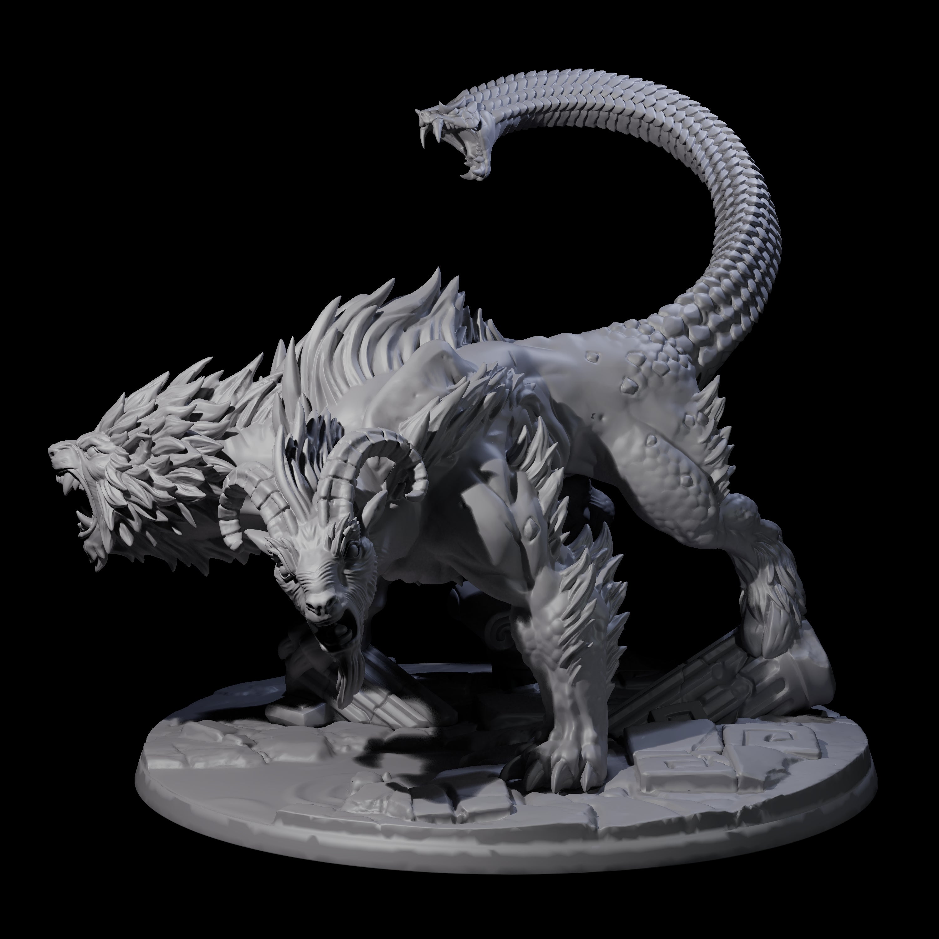 Prowling Chimera Miniature for Dungeons and Dragons, Pathfinder or other TTRPGs