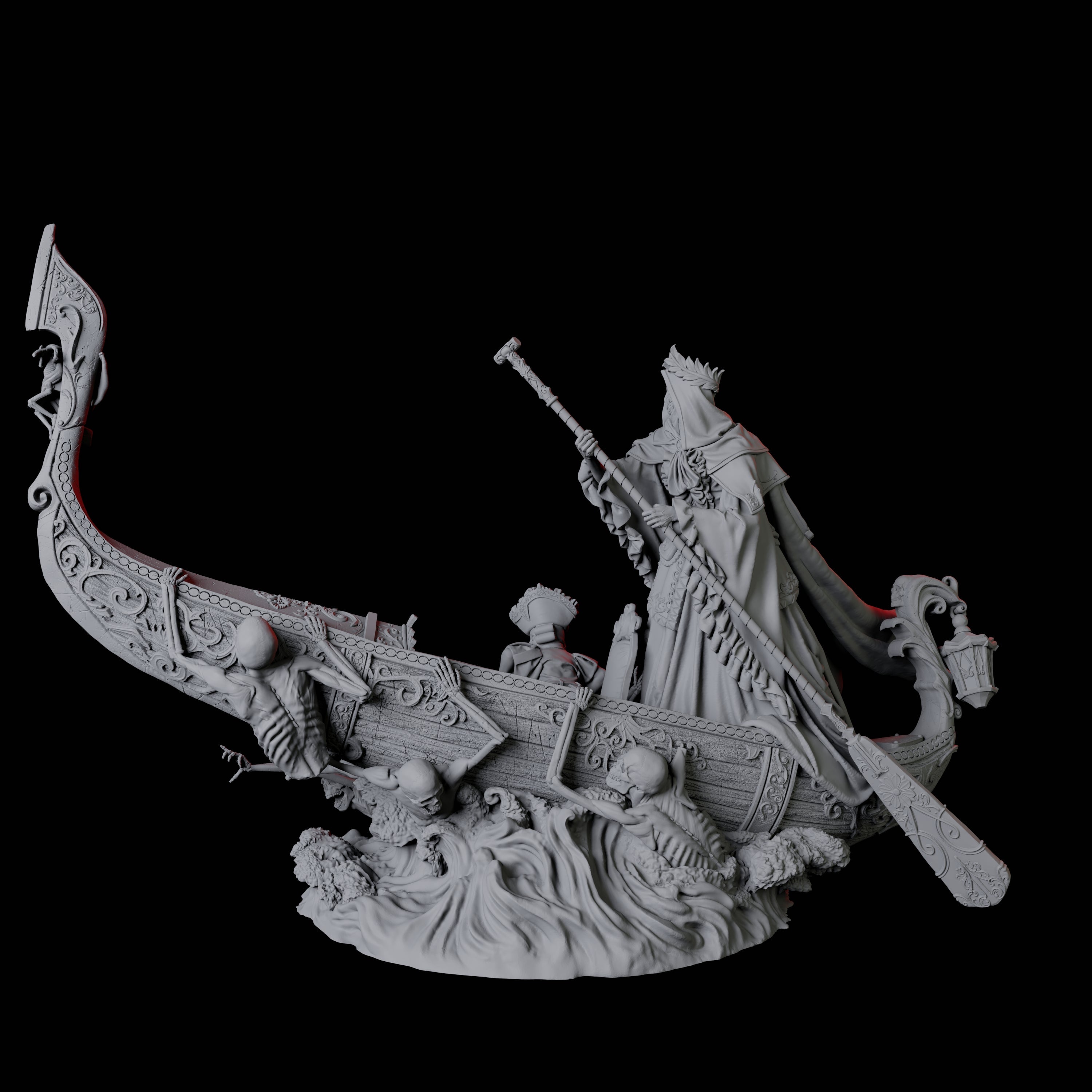 Punting Gondolier of the River Styx B Miniature for Dungeons and Dragons, Pathfinder or other TTRPGs