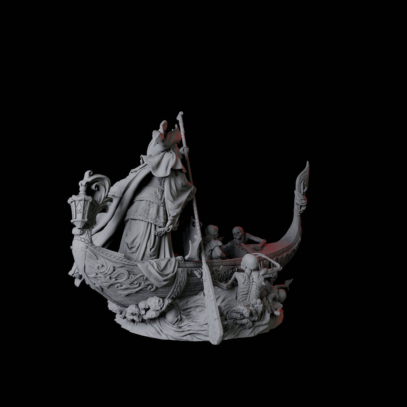 Punting Gondolier of the River Styx C Miniature for Dungeons and Dragons, Pathfinder or other TTRPGs