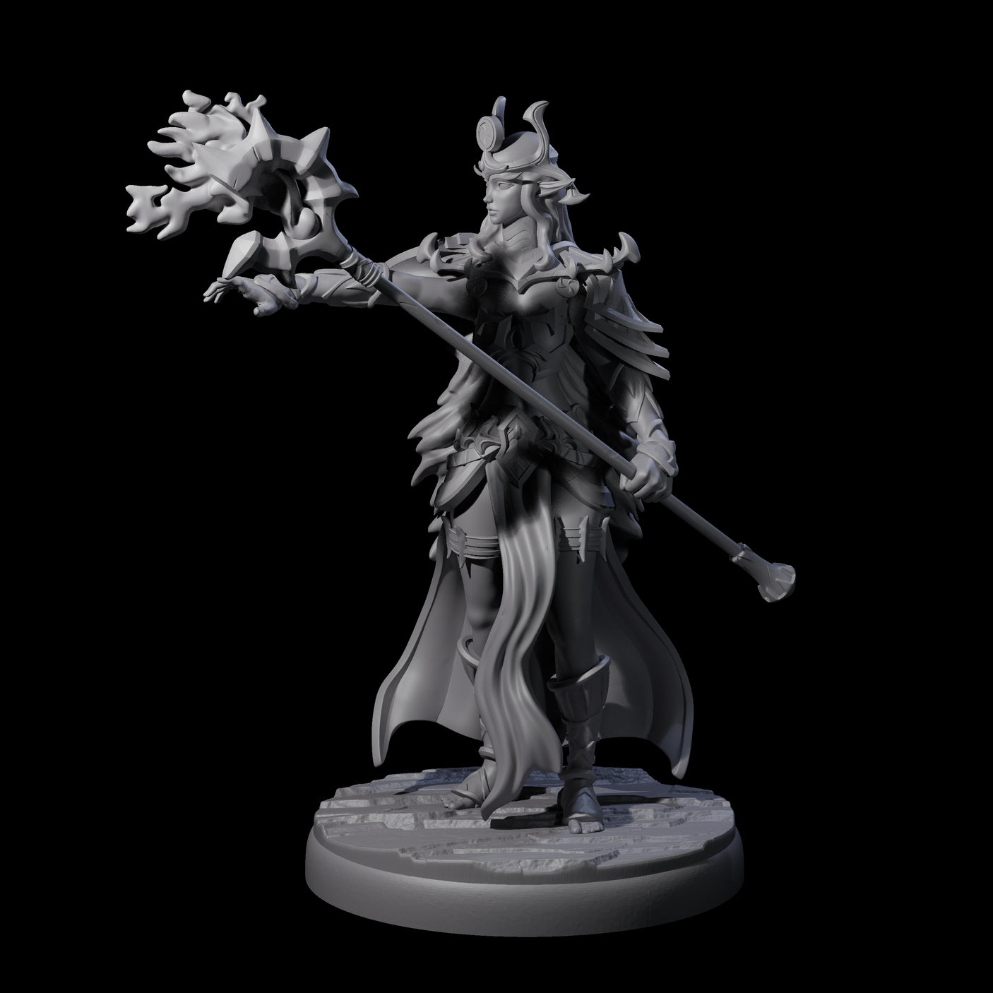 Pure Dark Elf Sorceress A Miniature for Dungeons and Dragons, Pathfinder or other TTRPGs