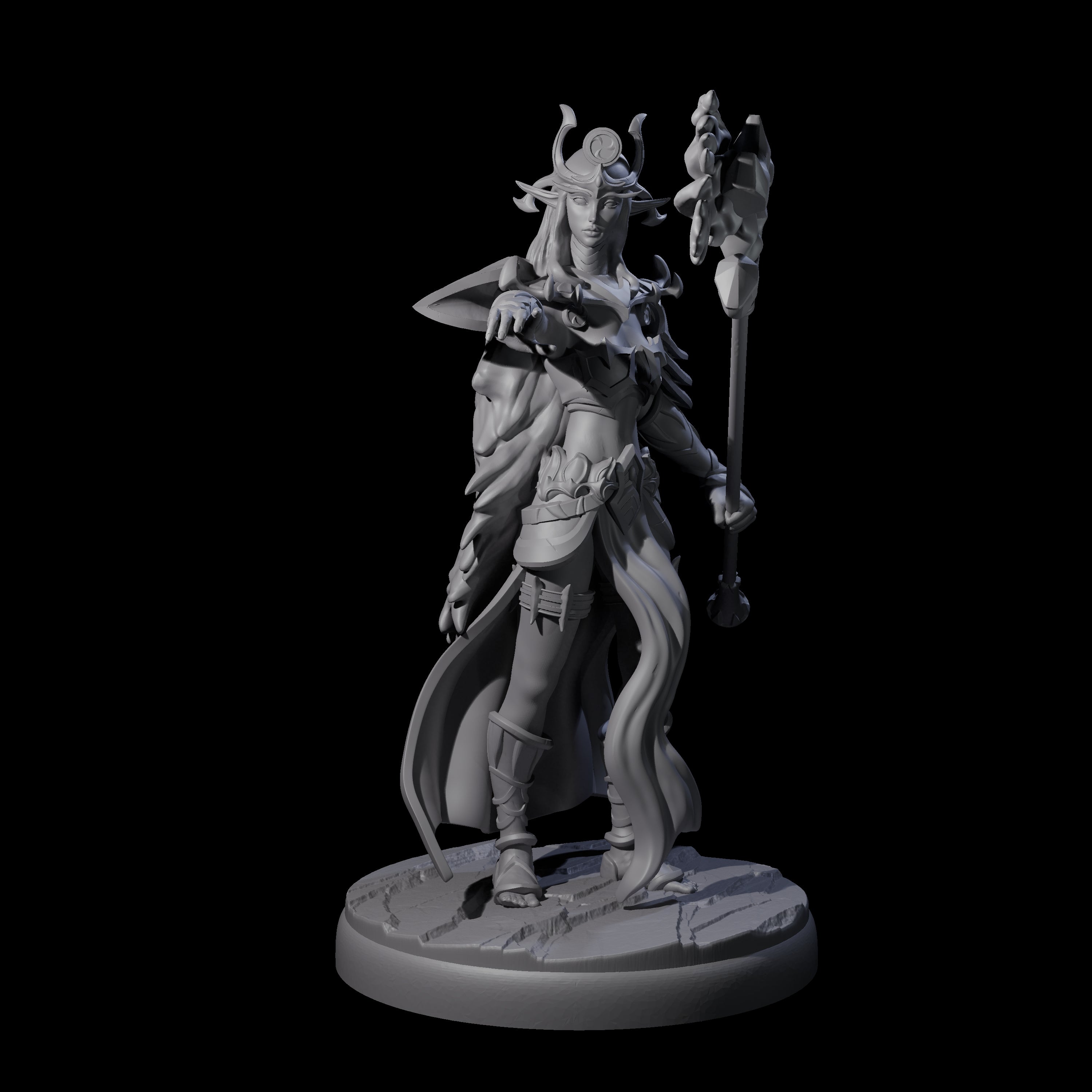 Pure Dark Elf Sorceress A Miniature for Dungeons and Dragons, Pathfinder or other TTRPGs