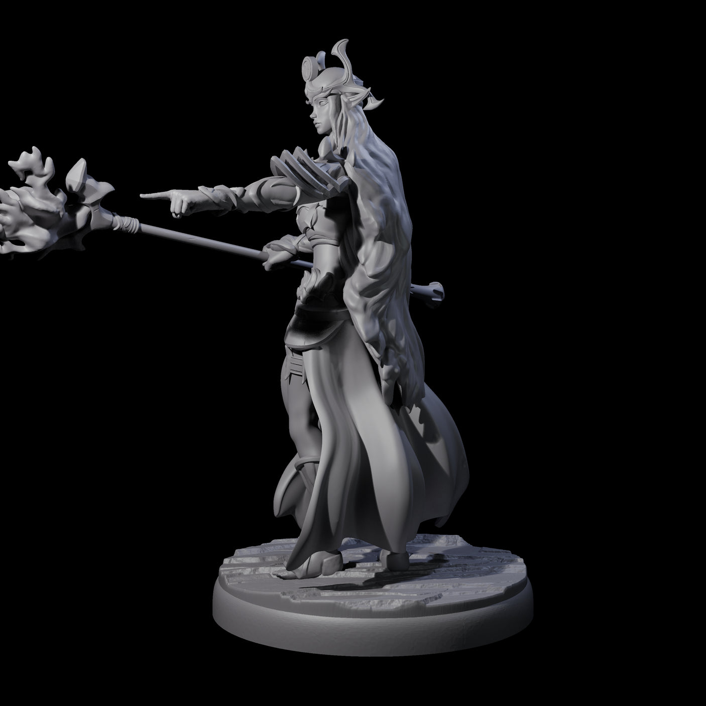 Pure Dark Elf Sorceress D Miniature for Dungeons and Dragons, Pathfinder or other TTRPGs