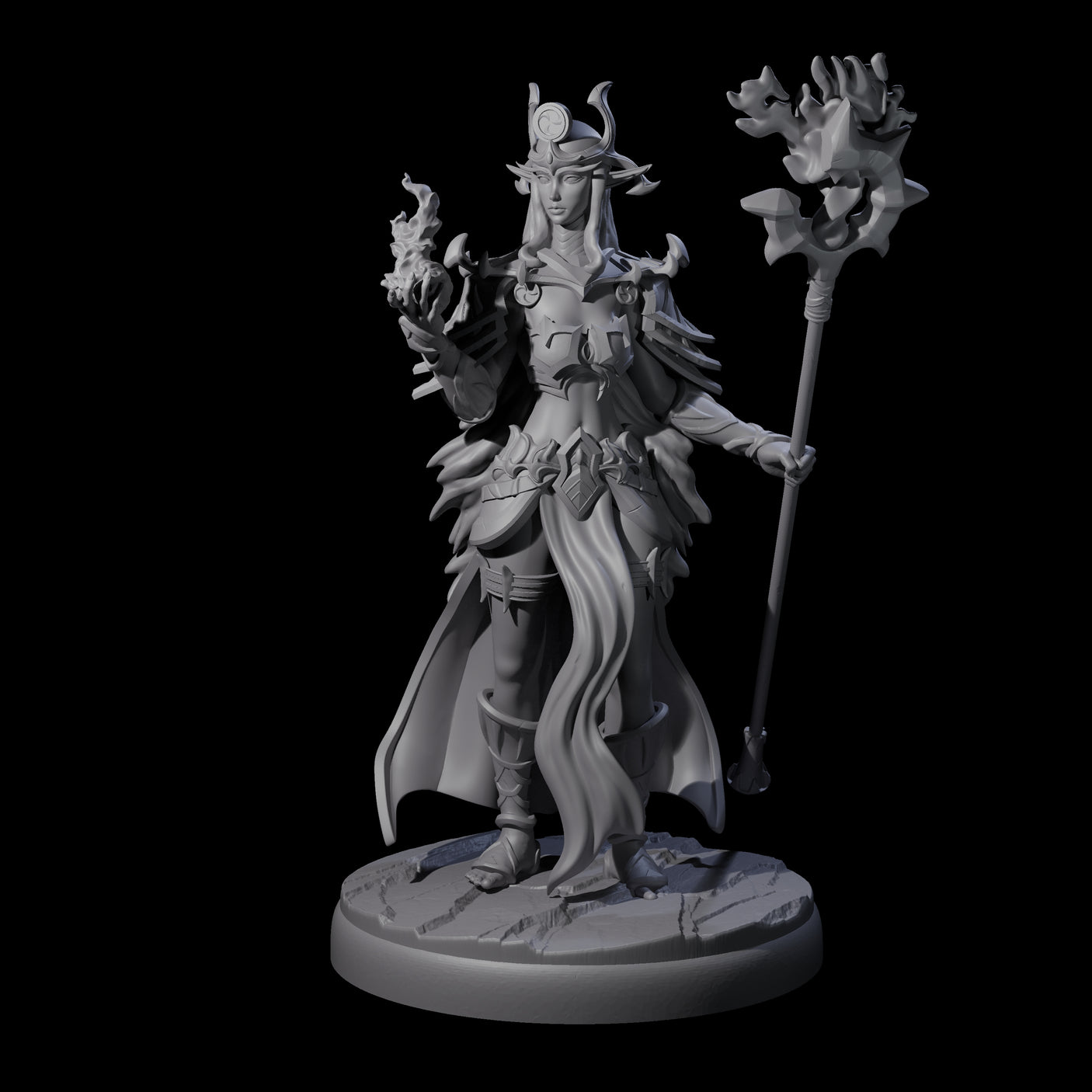 Pure Dark Elf Sorceress I Miniature for Dungeons and Dragons, Pathfinder or other TTRPGs