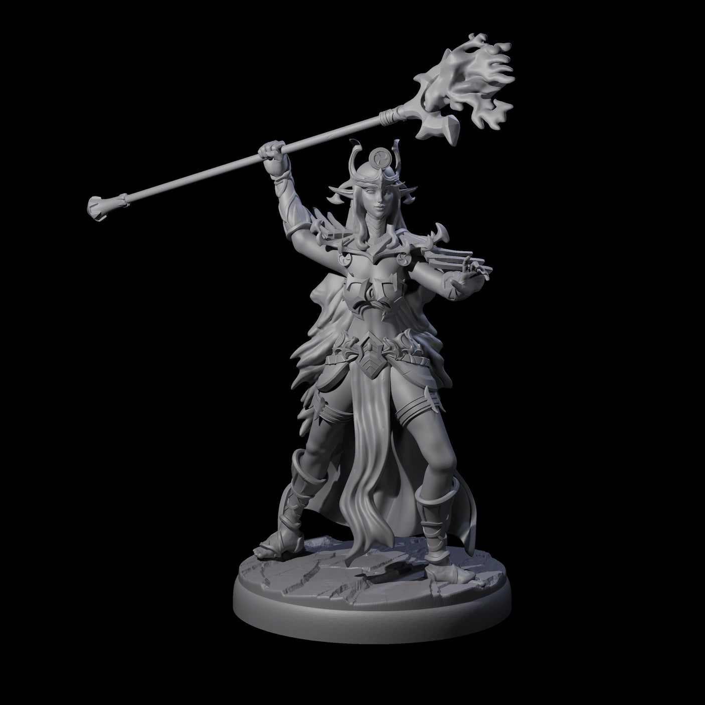 Pure Dark Elf Sorceress J Miniature for Dungeons and Dragons, Pathfinder or other TTRPGs